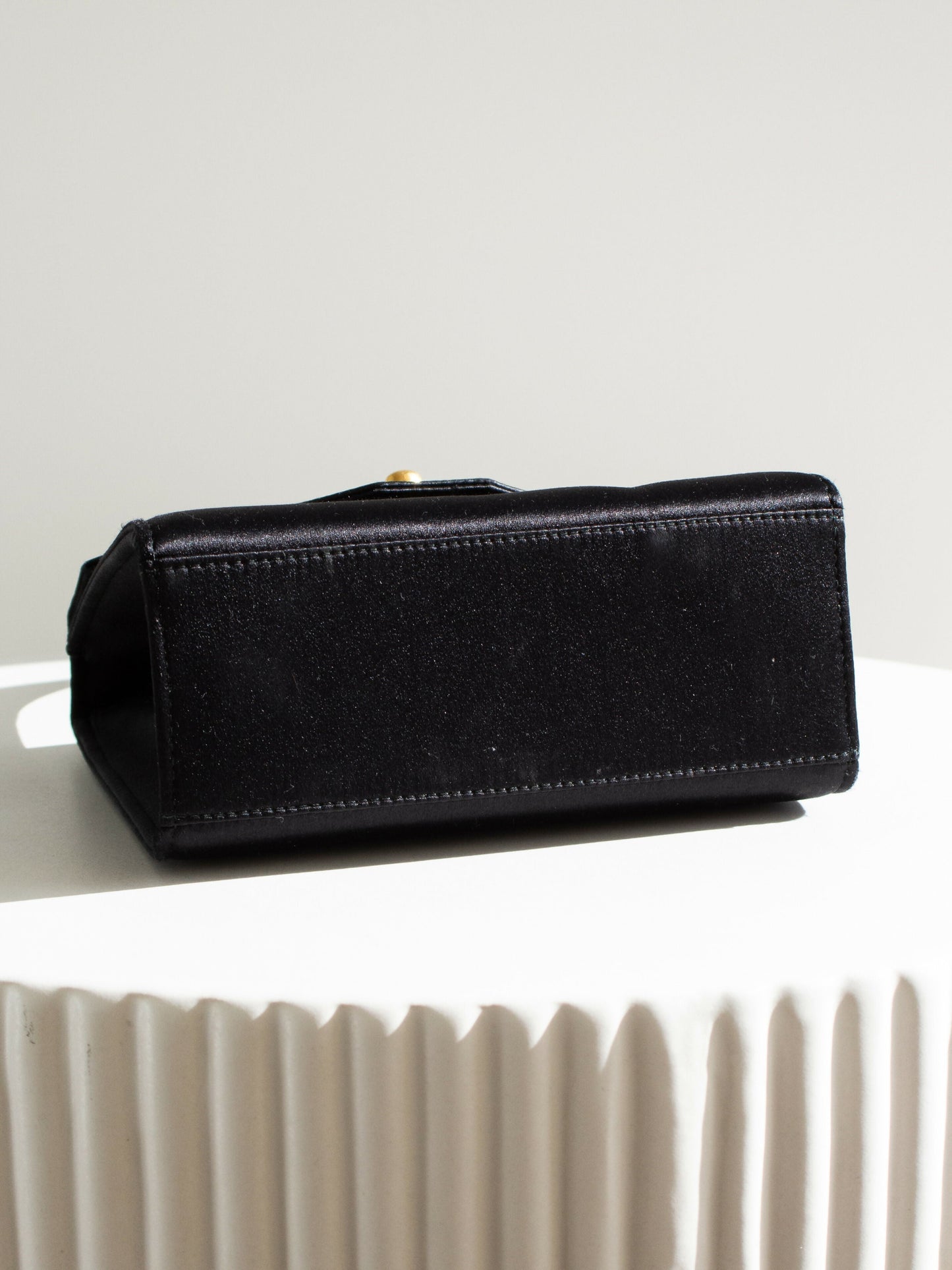 Chanel  Kelly 1996 Black Satin 24K Gold Mini Evening Bag