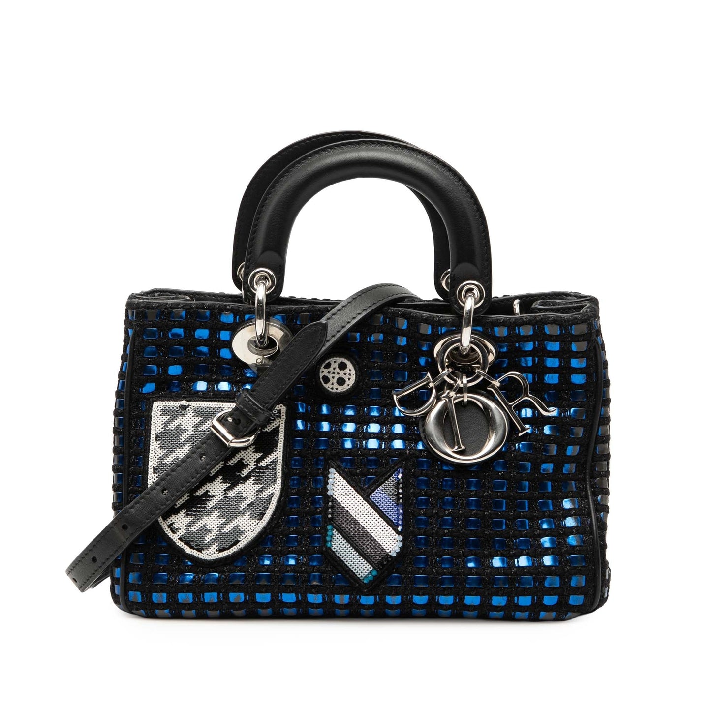Blue Dior Small Tweed Patch Diorissimo Tote Satchel