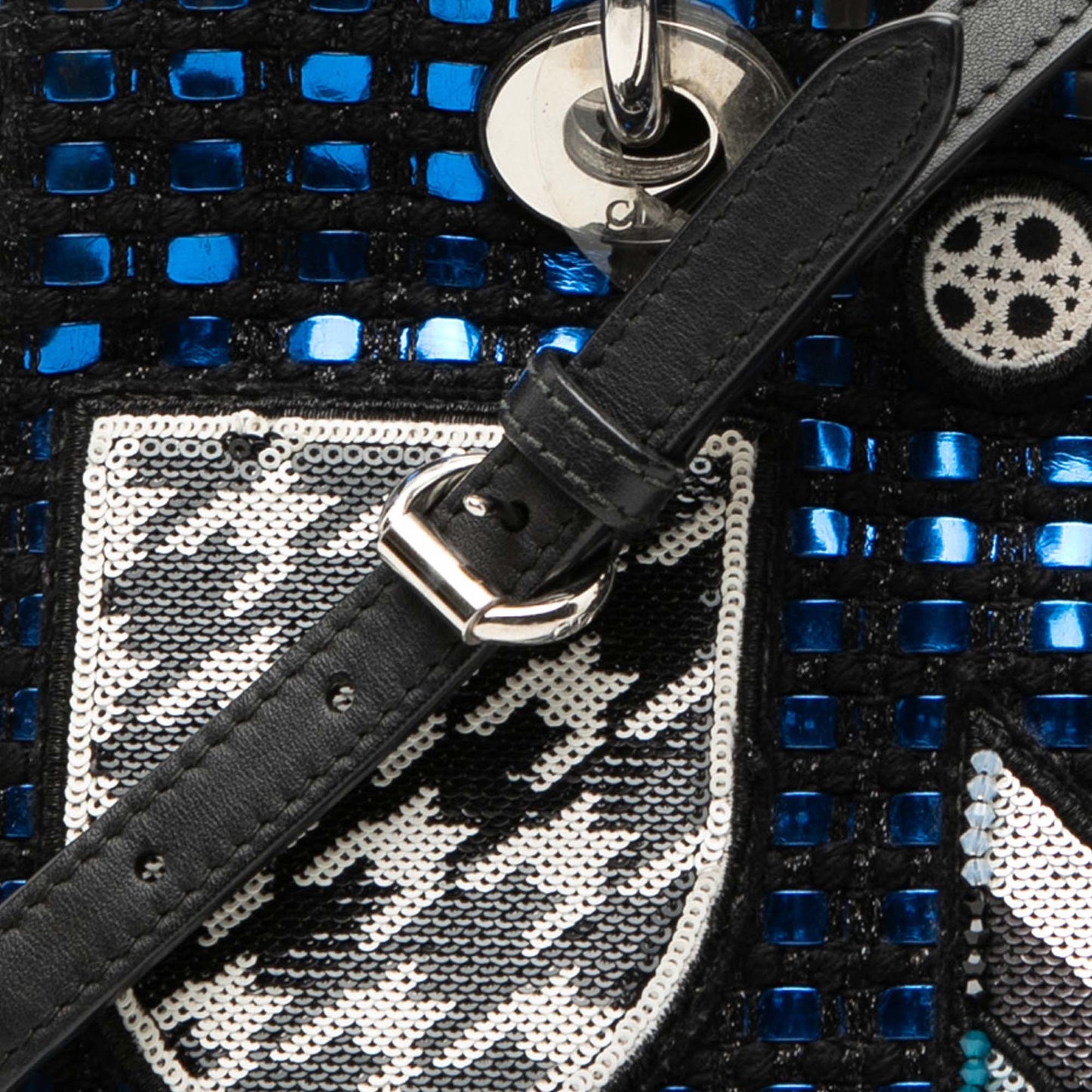 Blue Dior Small Tweed Patch Diorissimo Tote Satchel