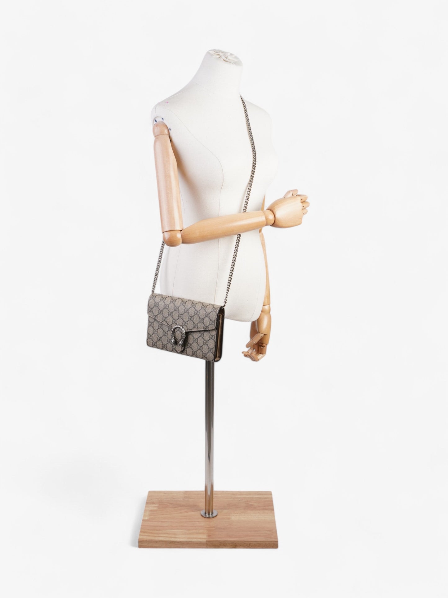 Gucci Dionysus Chain Wallet GG Supreme / Beige / Ebony Coated Canvas