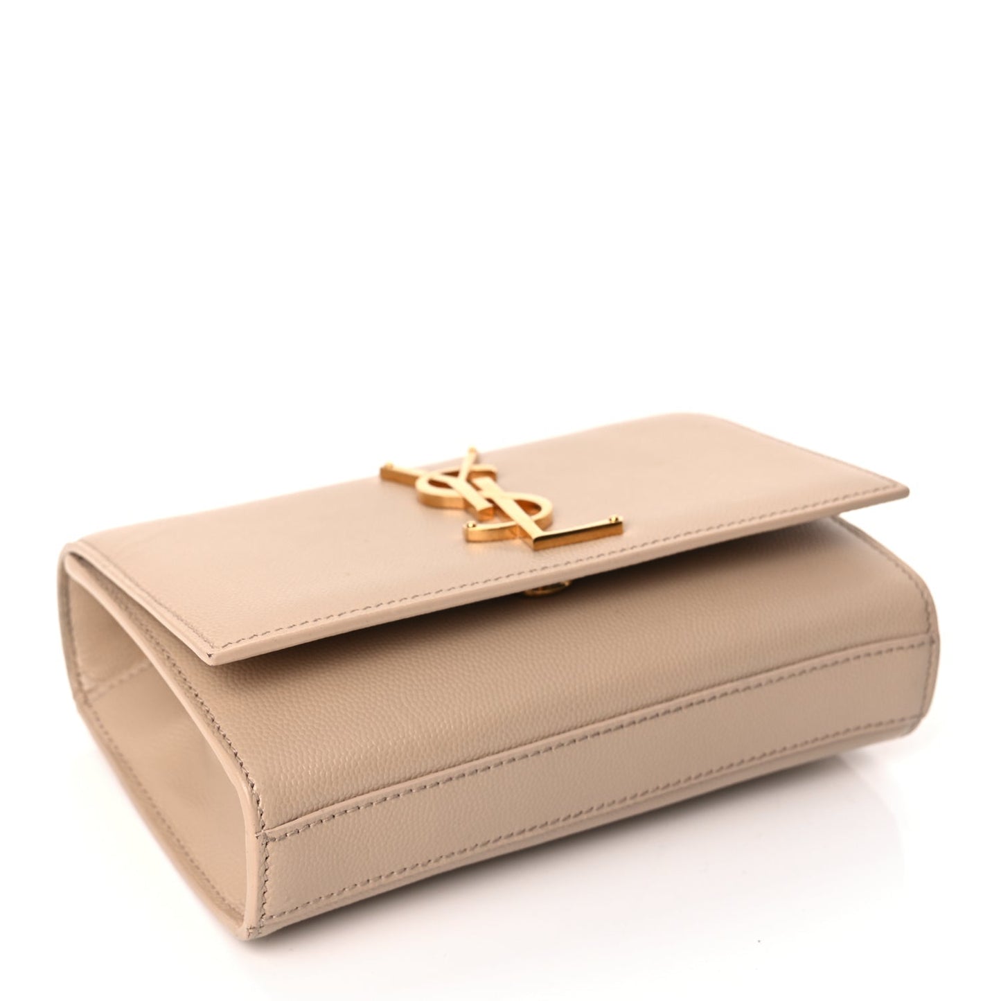 Saint Laurent Grain De Poudre Small Monogram Kate Satchel  Nude Powder
