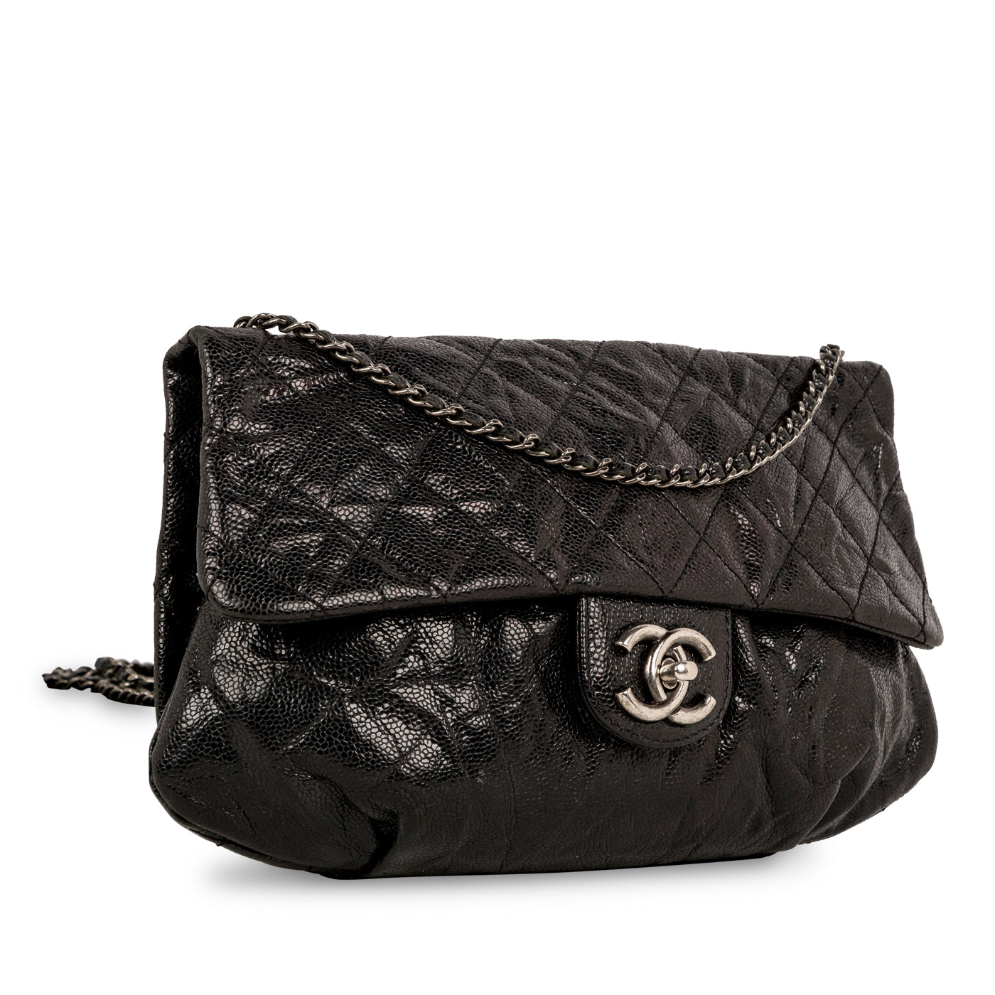 Chanel Glazed Caviar Medium Elastic Flap Bag
