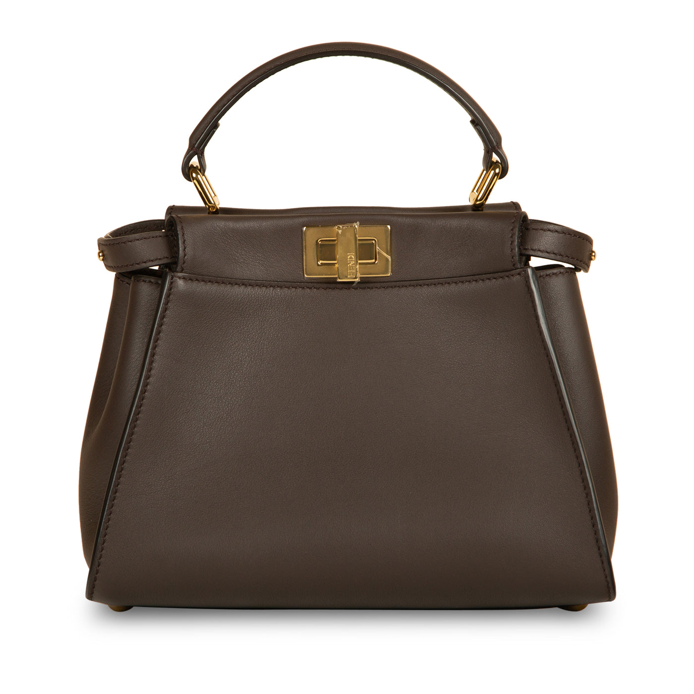 Fendi Peekaboo Leather Brown Handbag Brown