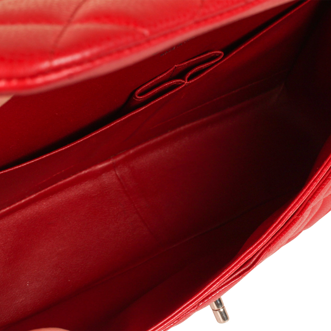 Chanel Classic Red Caviar Flap Bag - Jumbo