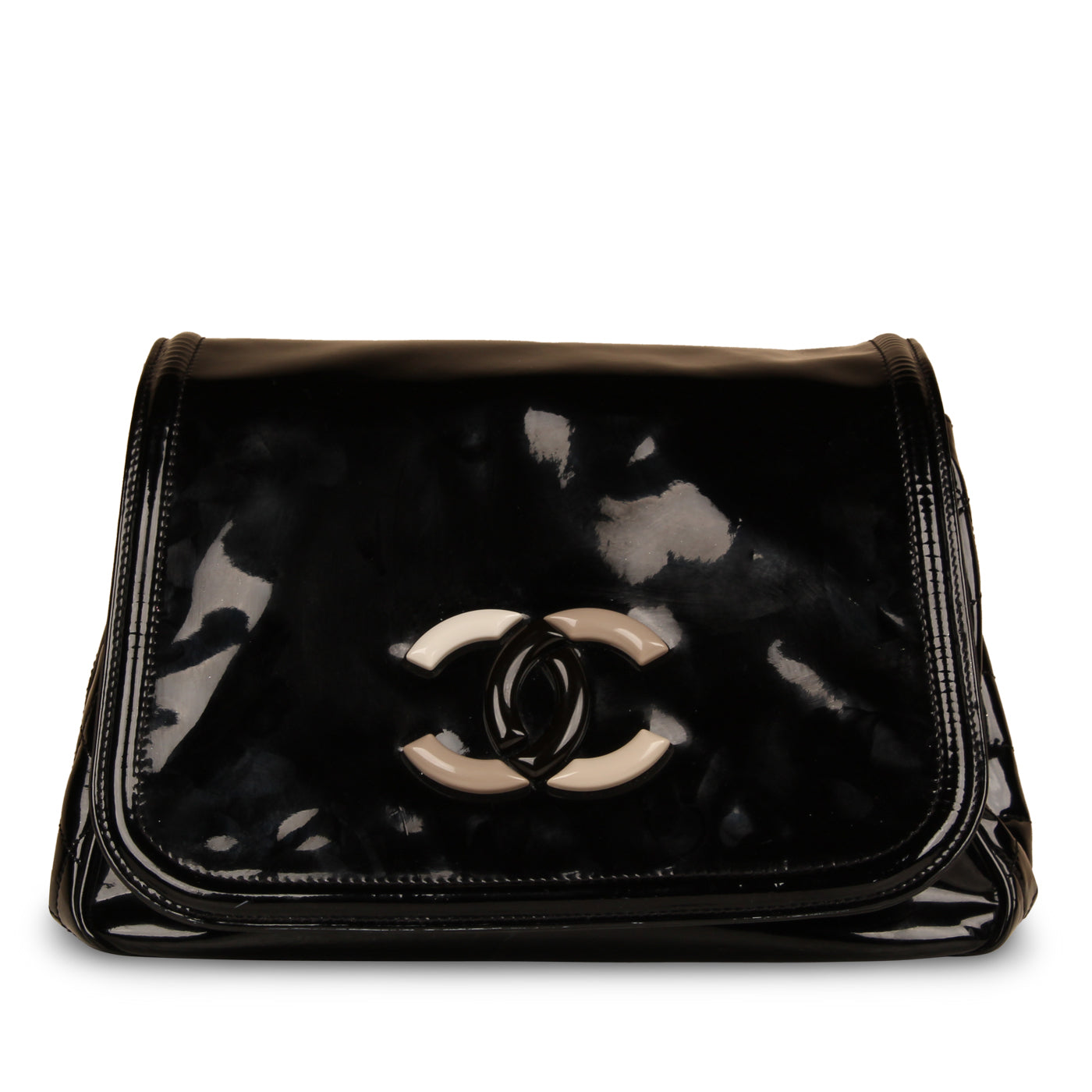 Chanel  Black Vinyl Shoulder Bag