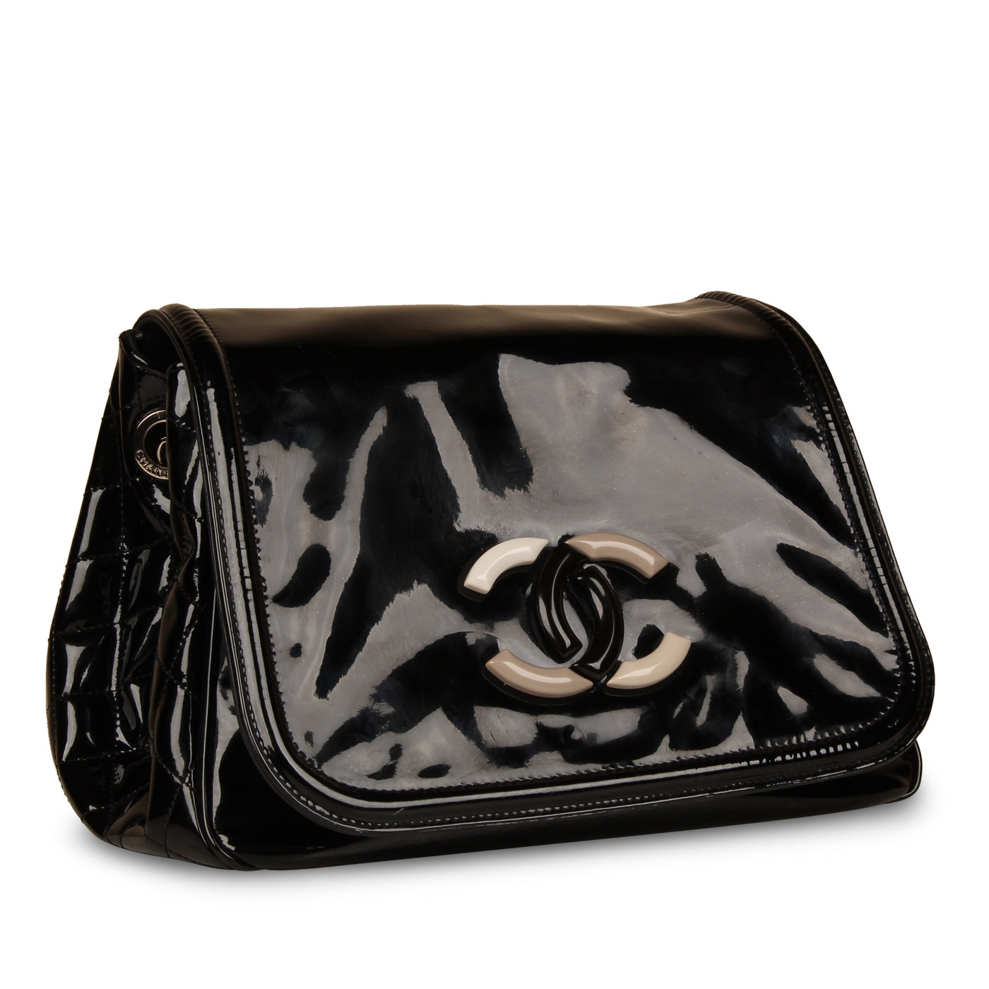 Chanel  Black Vinyl Shoulder Bag