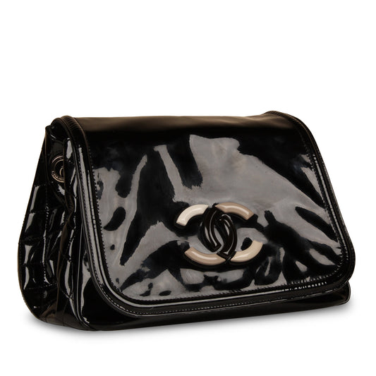 Chanel  Black Vinyl Shoulder Bag