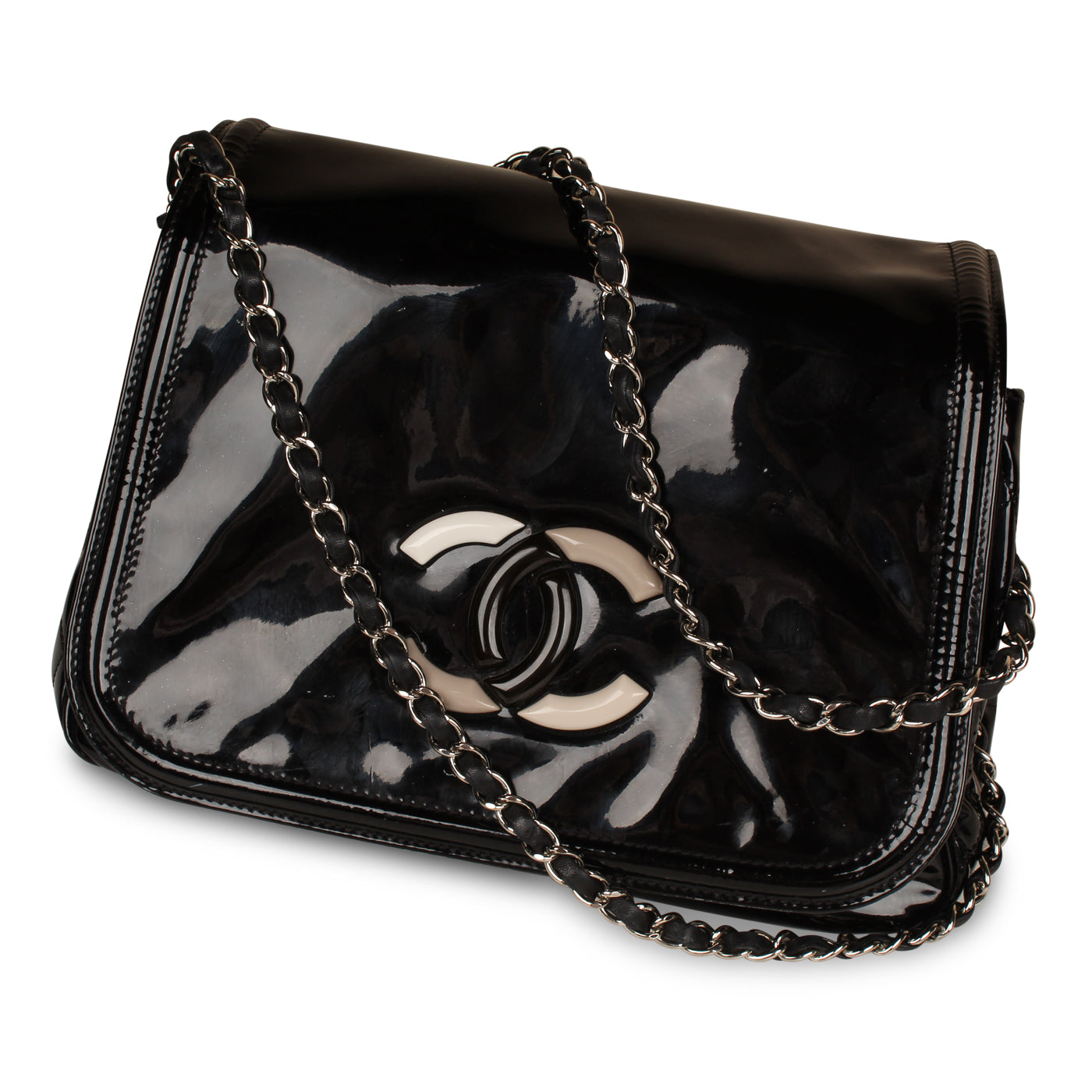 Chanel  Black Vinyl Shoulder Bag