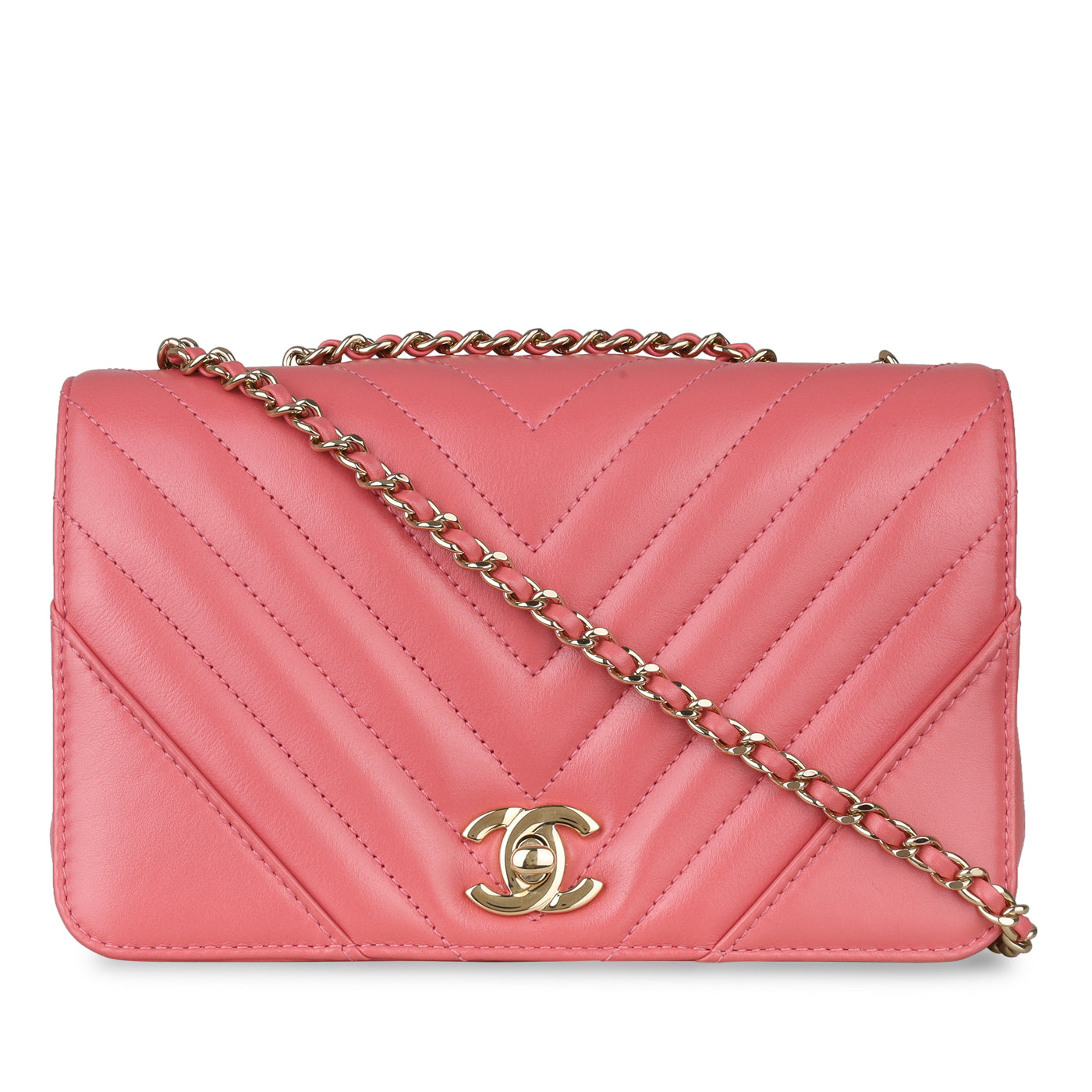 Chanel Pink Chevron Flap Bag