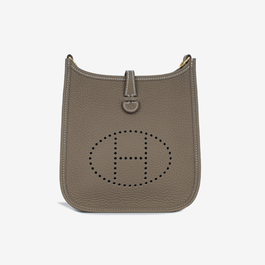Hermès Mini Evelyne 16 - Etoupe Clemence / Bleu Indigo Strap | Gold Hardware