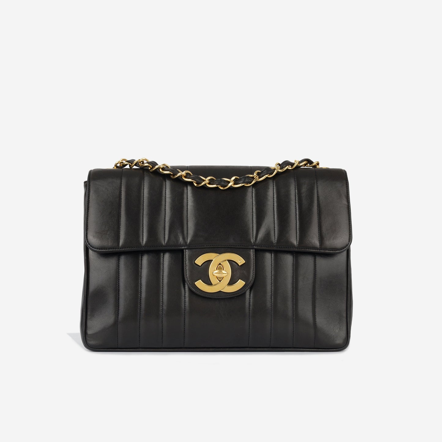 Chanel Vintage Chanel Mademoiselle Flap Bag - Black Vertical Lambskin | Gold Hardware