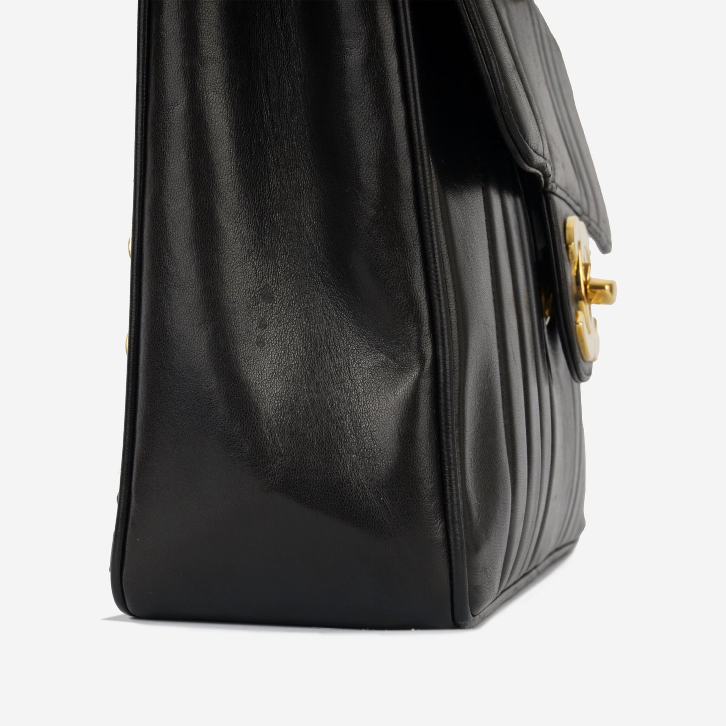 Chanel Vintage Chanel Mademoiselle Flap Bag - Black Vertical Lambskin | Gold Hardware
