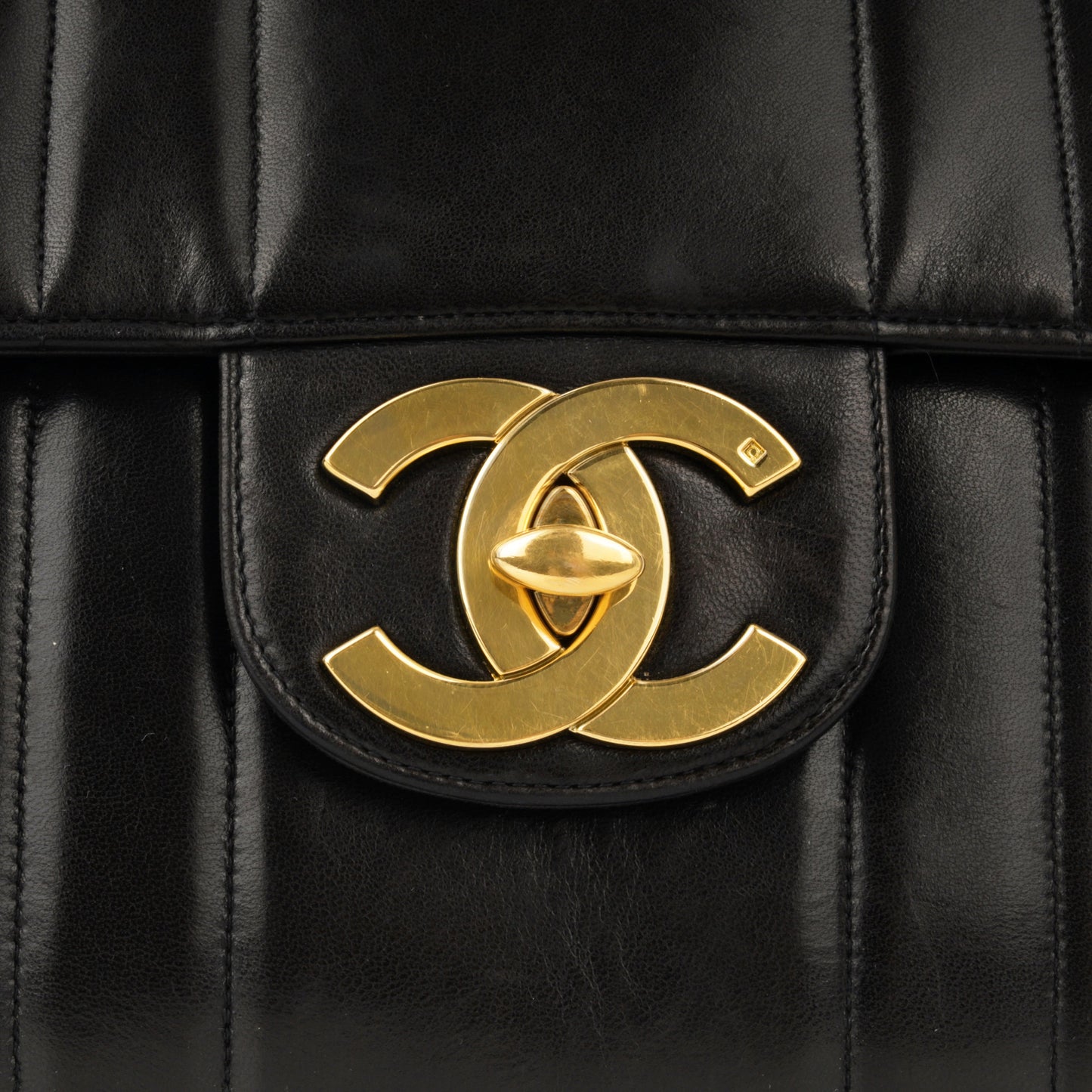 Chanel Vintage Chanel Mademoiselle Flap Bag - Black Vertical Lambskin | Gold Hardware