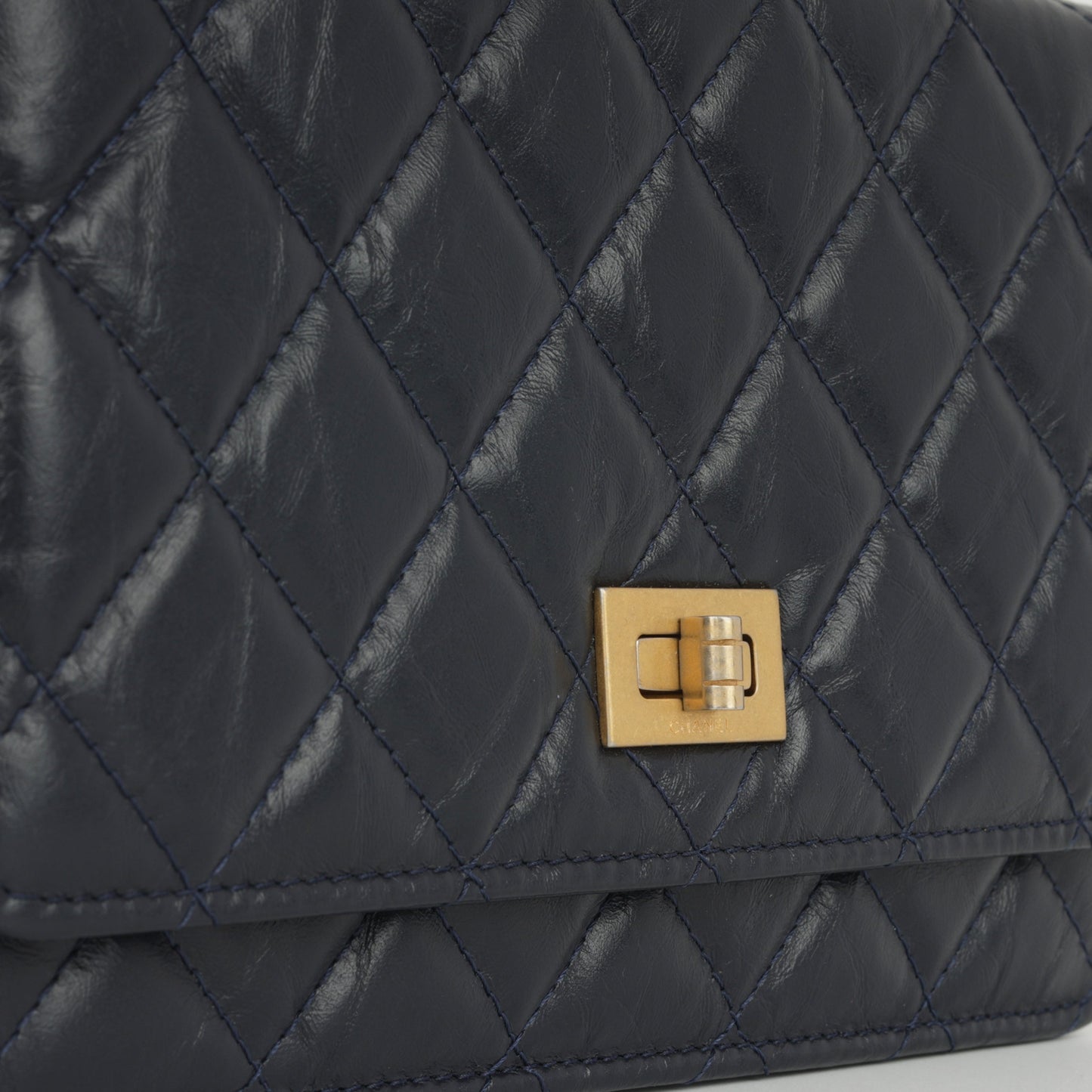 Chanel 2.55 Re-issue Wallet on Chain - Navy Calfskin | Gold Hardware