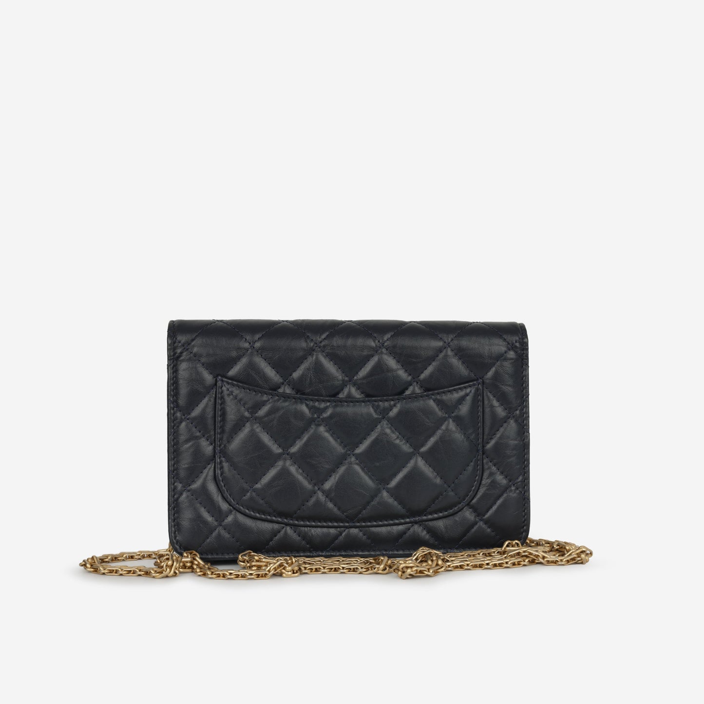 Chanel 2.55 Re-issue Wallet on Chain - Navy Calfskin | Gold Hardware
