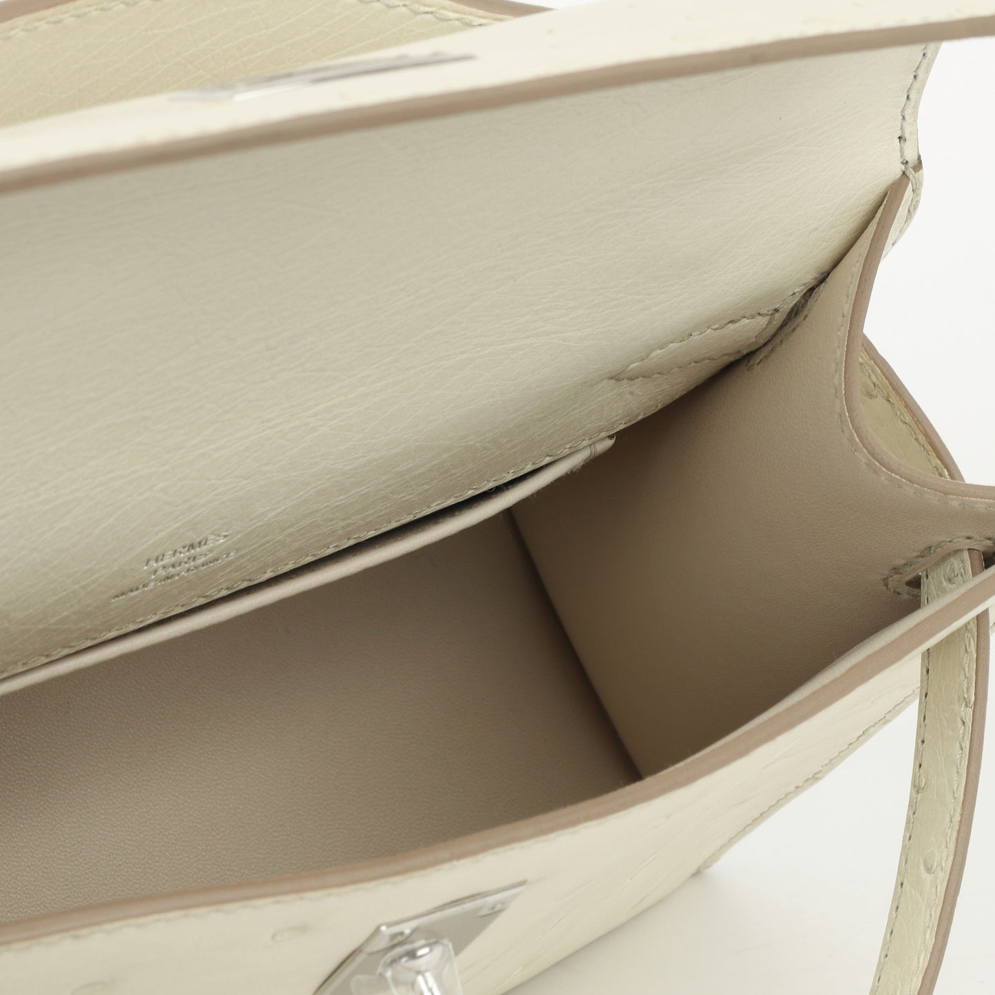 Hermès Kelly Pochette - Beton Ostrich | Palladium Hardware (NWT)