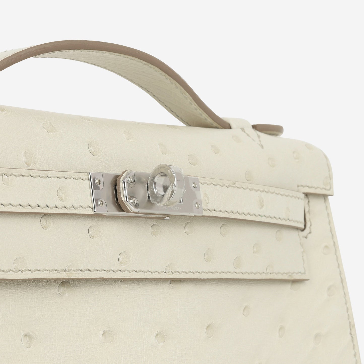Hermès Kelly Pochette - Beton Ostrich | Palladium Hardware (NWT)