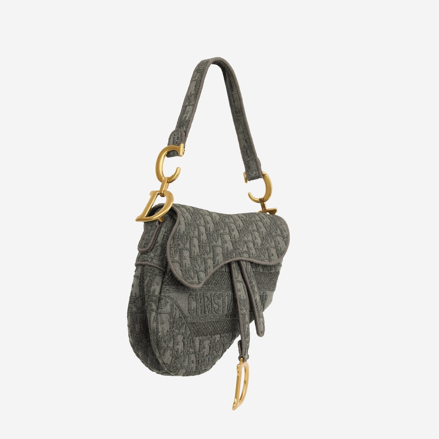Dior Medium Saddle - Grey Oblique Canvas | Gold Hardware