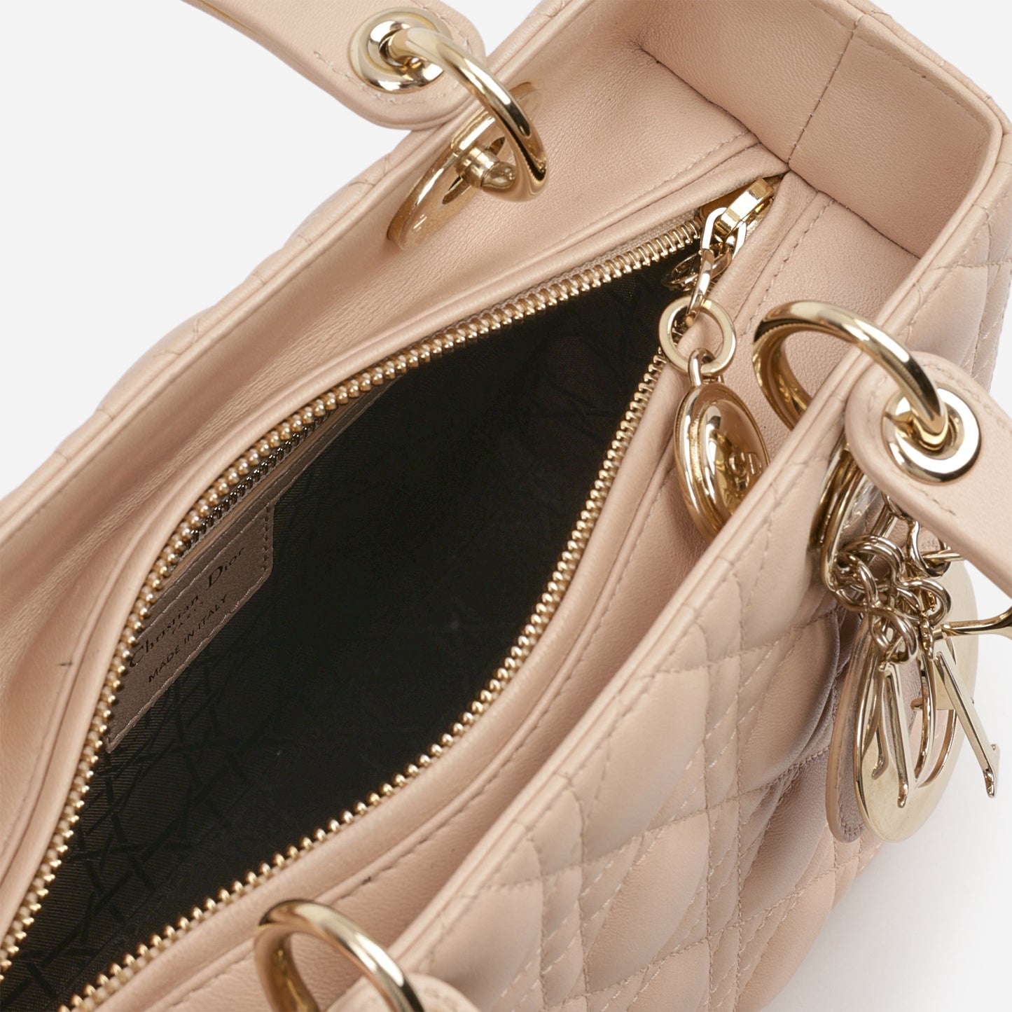 Dior Medium Lady Dior - Blush Lambskin | Champagne Gold Hardware