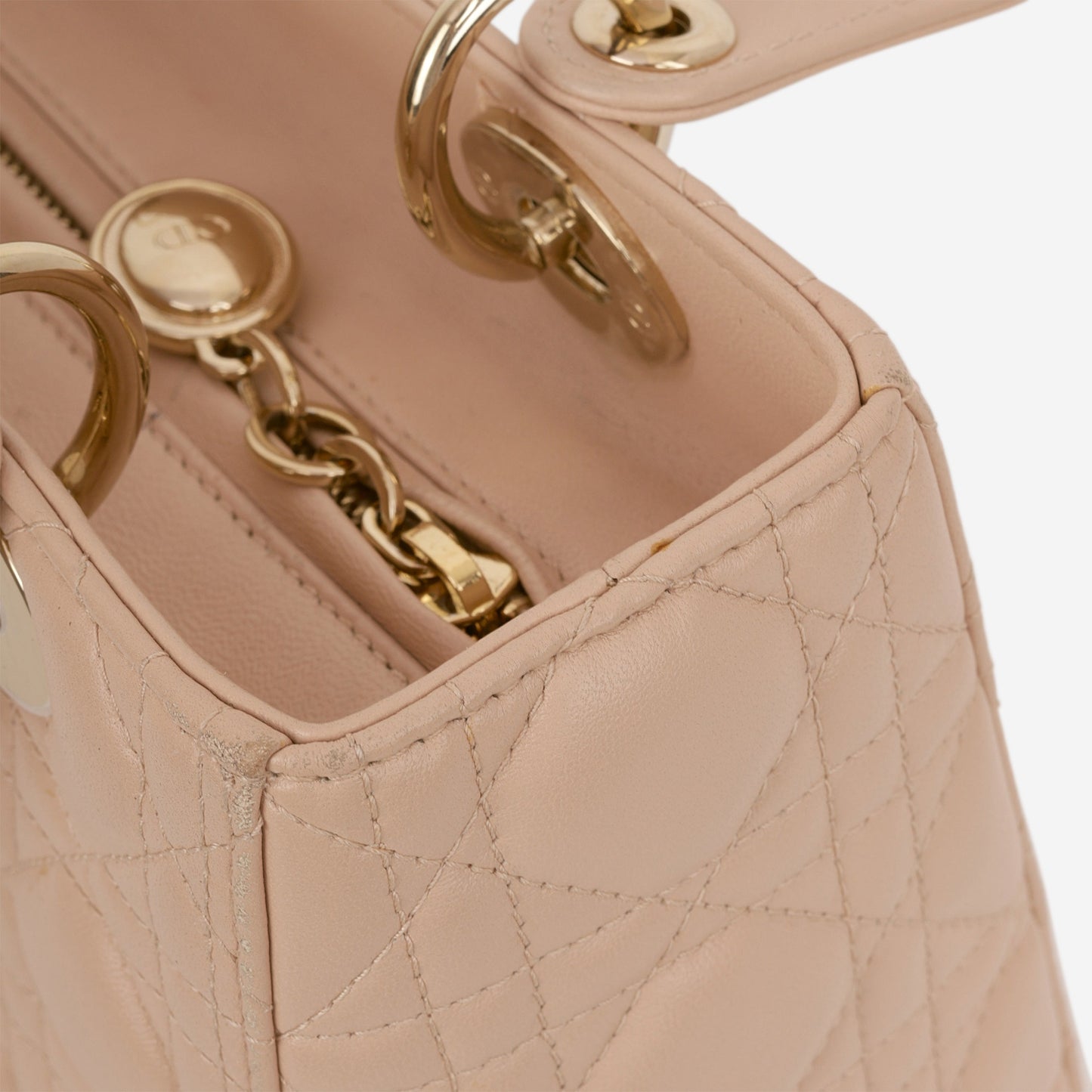 Dior Medium Lady Dior - Blush Lambskin | Champagne Gold Hardware