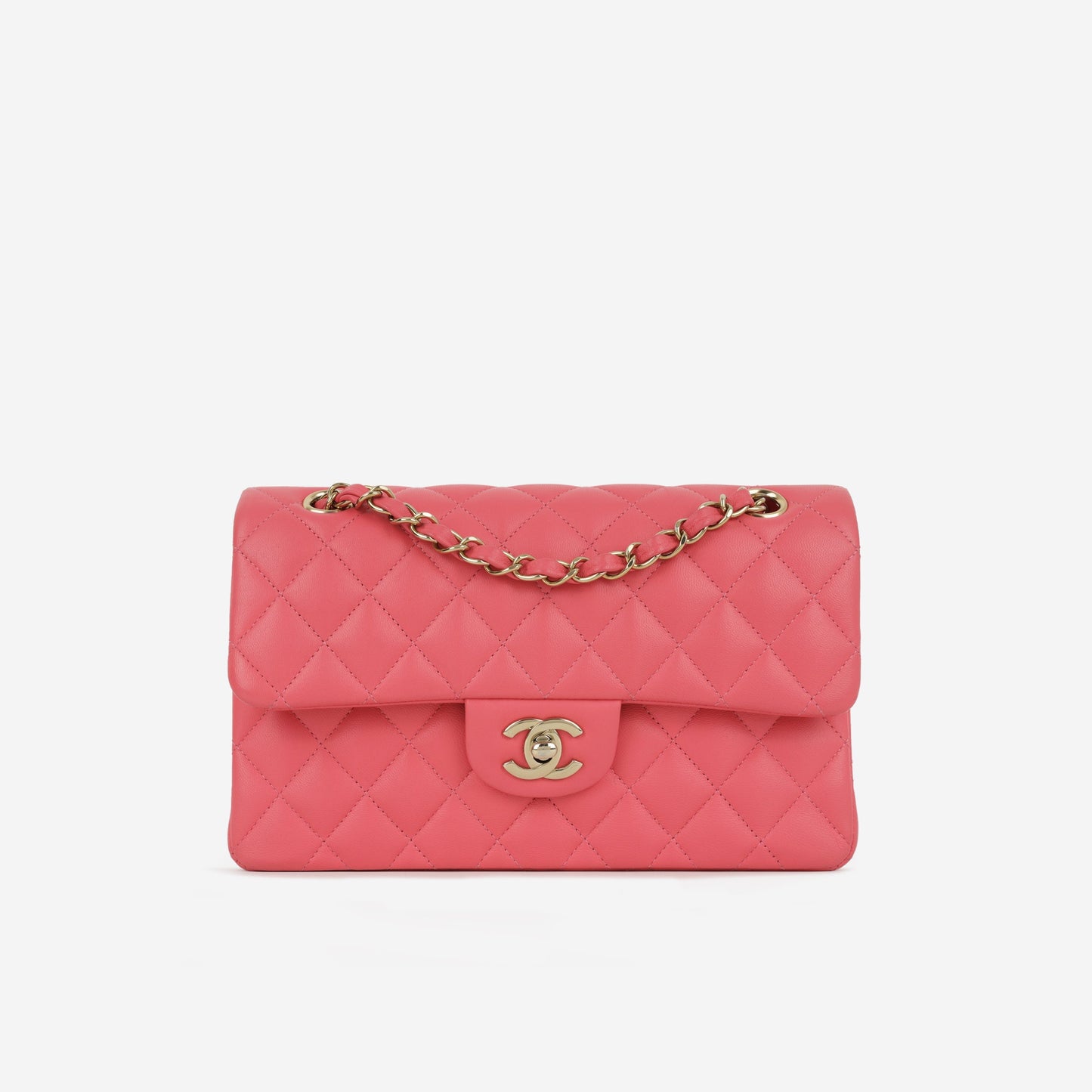 Chanel Small Double Classic Flap - Pink Lambskin | Champagne-Gold Hardware