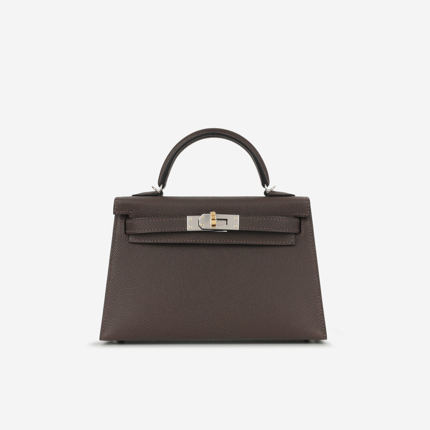 Hermès Mini Kelly - Ebene Epsom | Electrum Hardware (NWT)