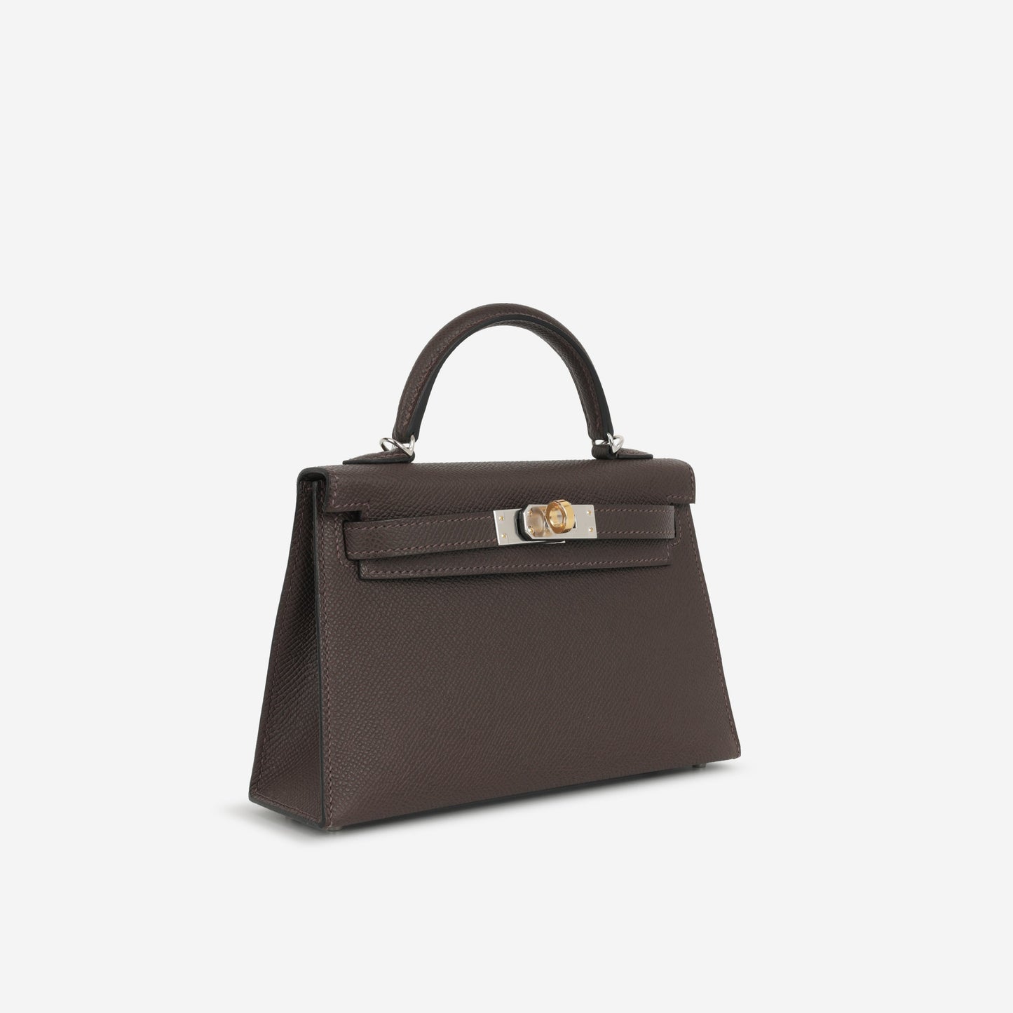 Hermès Mini Kelly - Ebene Epsom | Electrum Hardware (NWT)