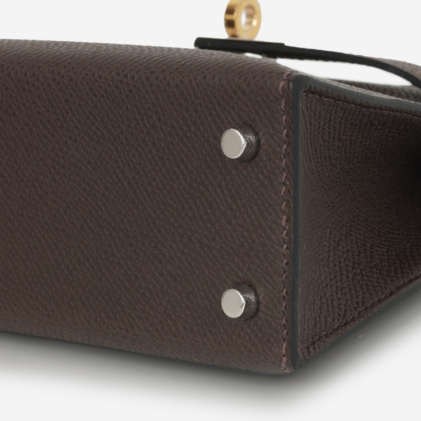 Hermès Mini Kelly - Ebene Epsom | Electrum Hardware (NWT)