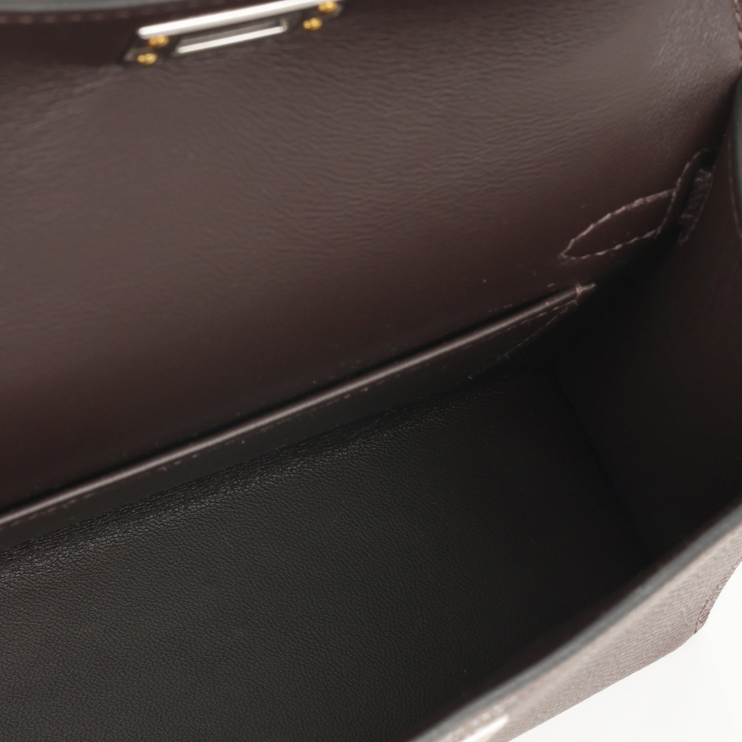 Hermès Mini Kelly - Ebene Epsom | Electrum Hardware (NWT)