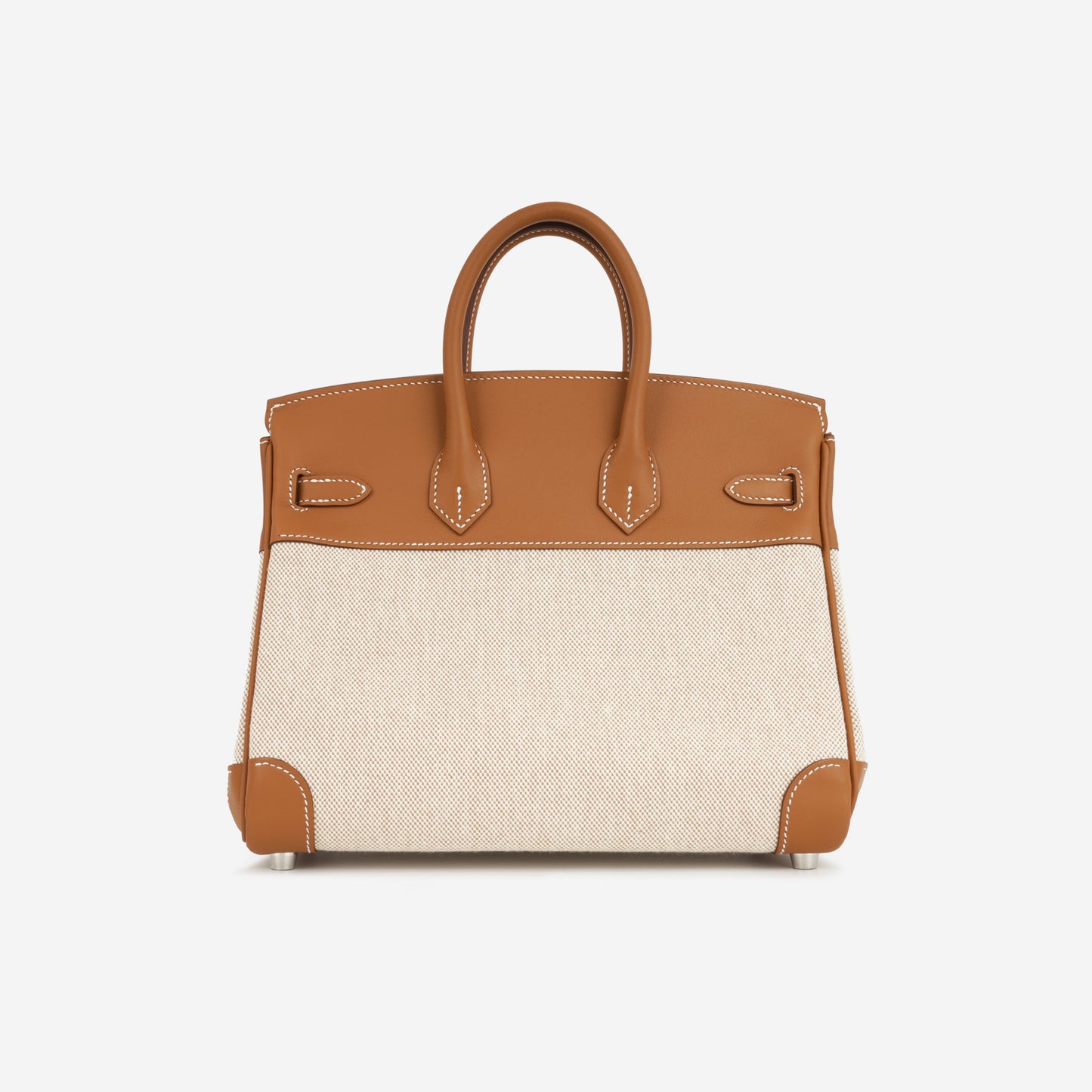 Hermès Birkin 25 Toile - Gold Swift/Ecru Canvas | Palladium Hardware