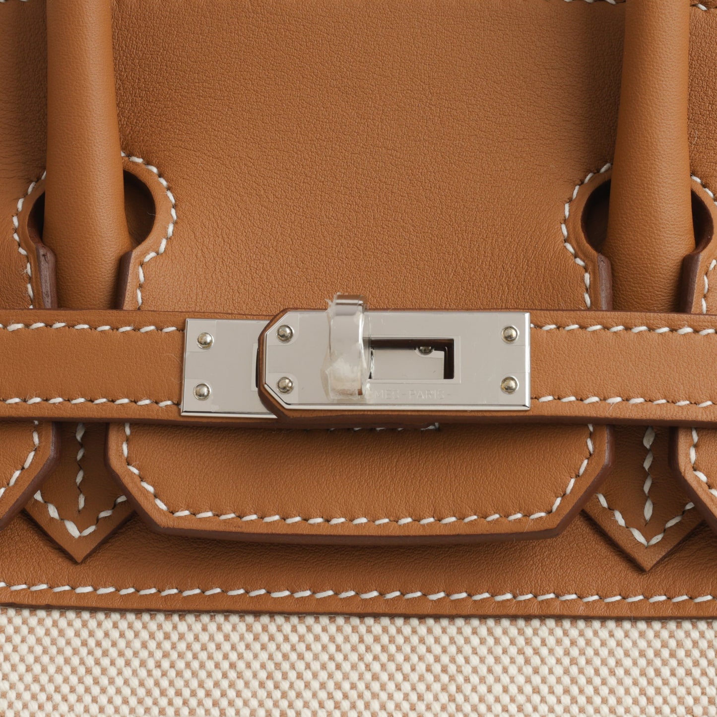 Hermès Birkin 25 Toile - Gold Swift/Ecru Canvas | Palladium Hardware
