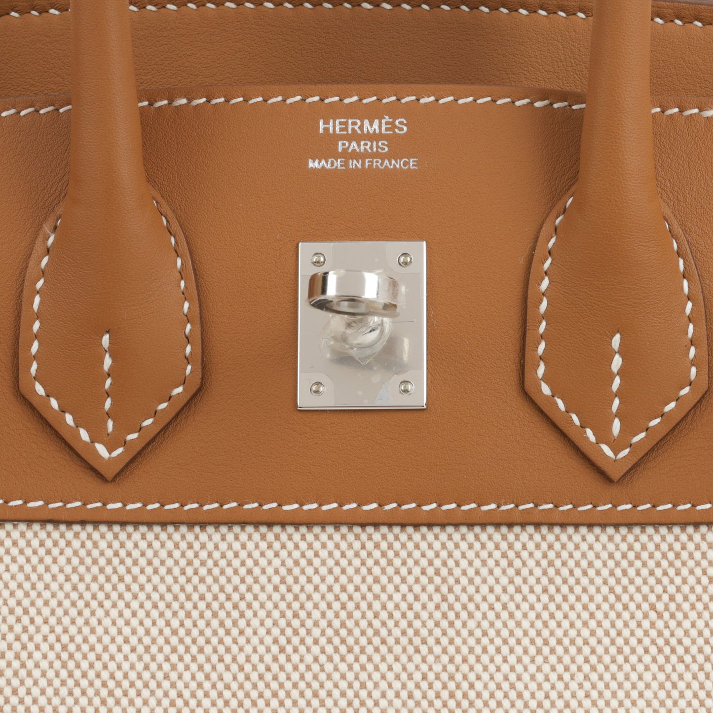 Hermès Birkin 25 Toile - Gold Swift/Ecru Canvas | Palladium Hardware