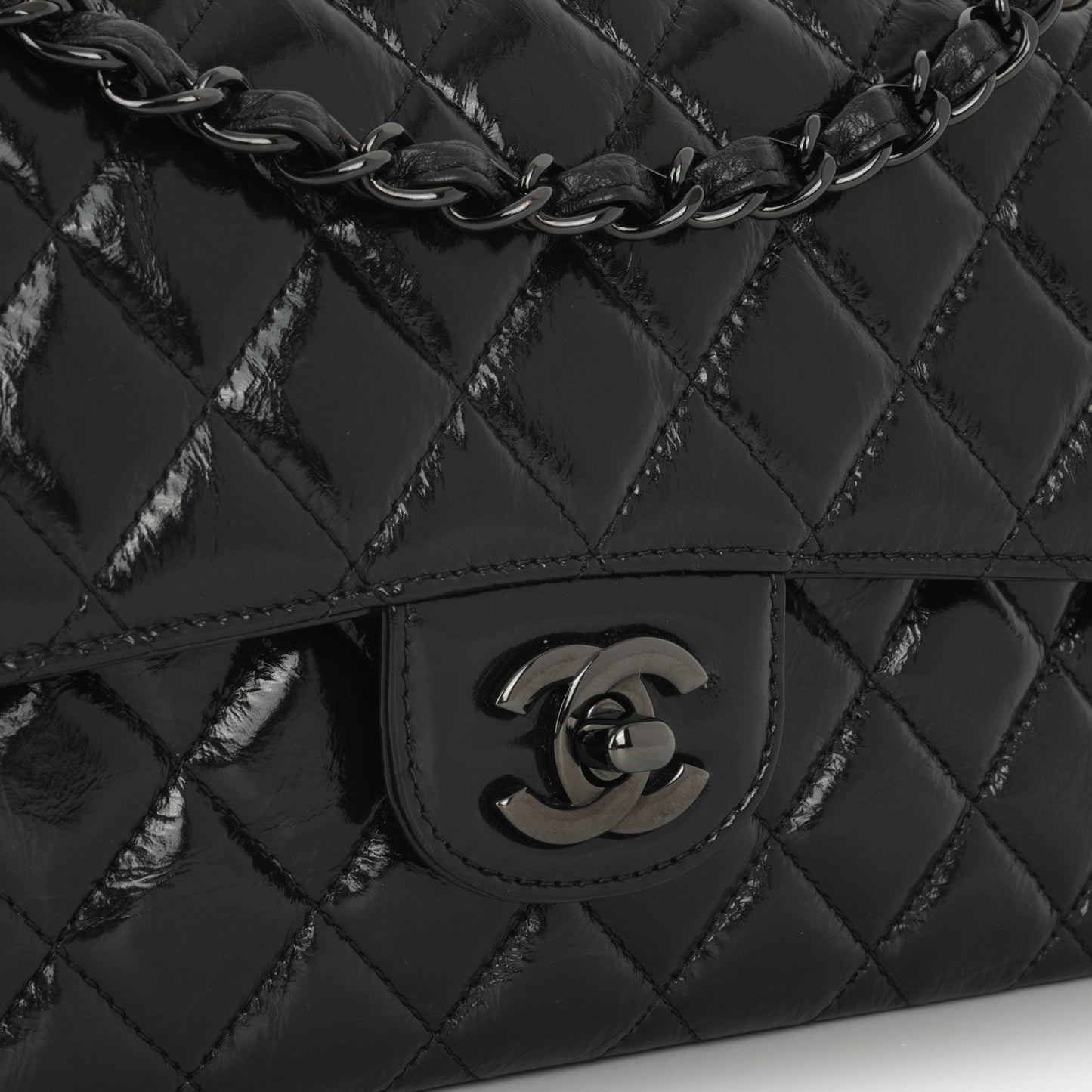Chanel Small Classic Flap - So Black Patent Calfskin | Tonal Hardware