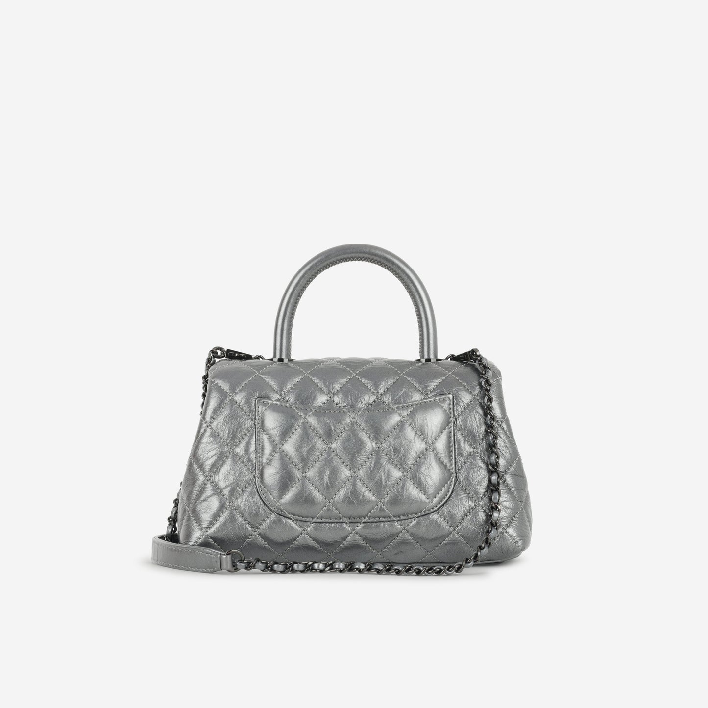 Chanel Small Coco Handle - Graphite Metallic Calfskin | Black Hardware