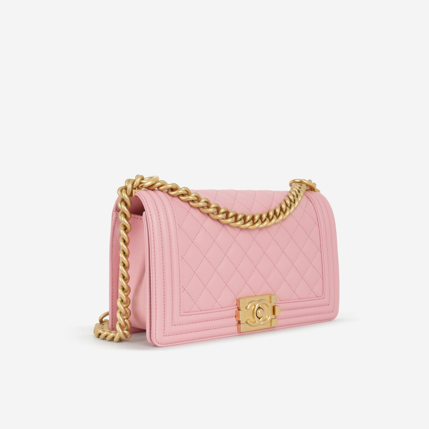 Chanel Medium Boy Bag - Pink Lambskin | Aged Gold Hardware
