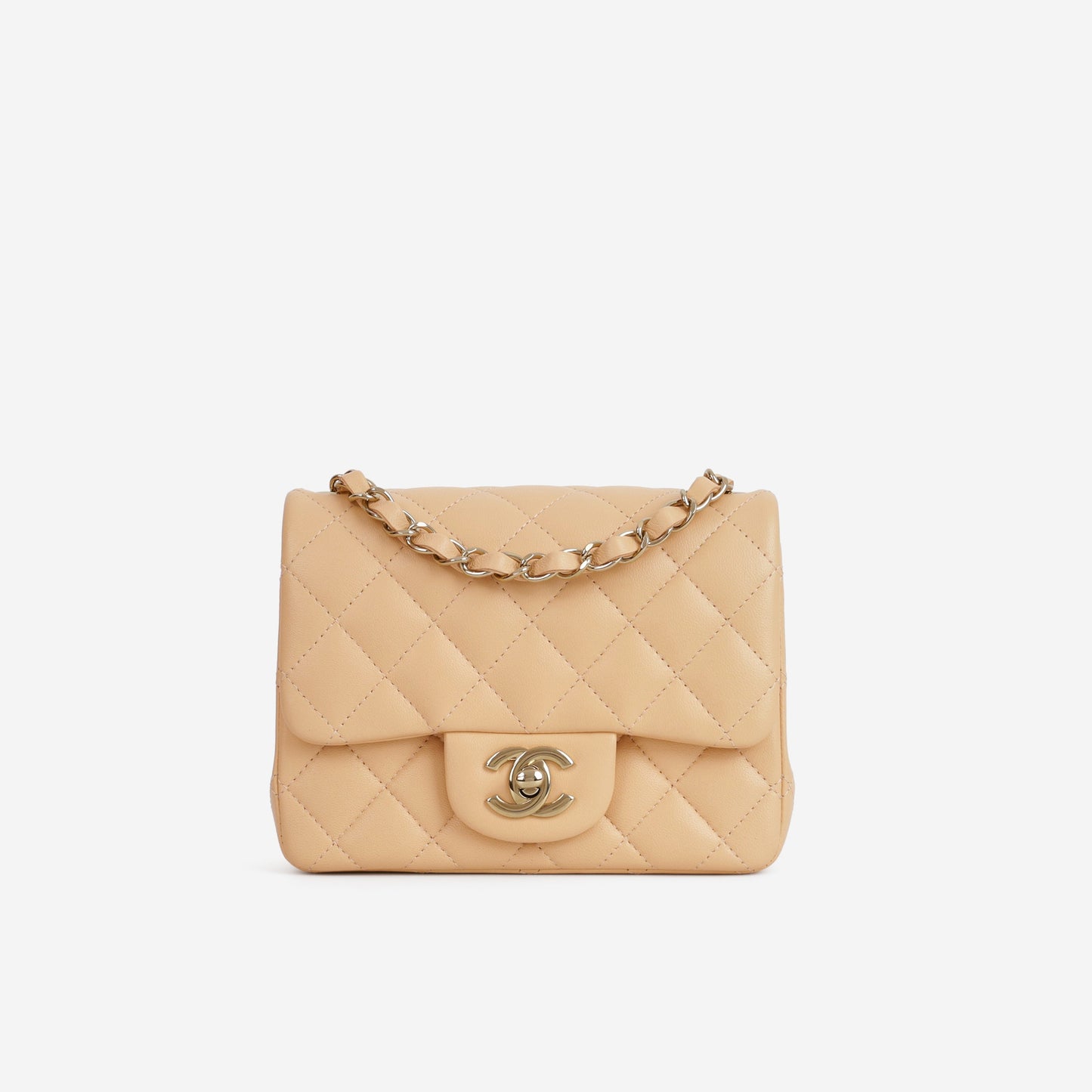 Chanel Mini Flap Square - Peach Lambskin | Champagne Gold Hardware