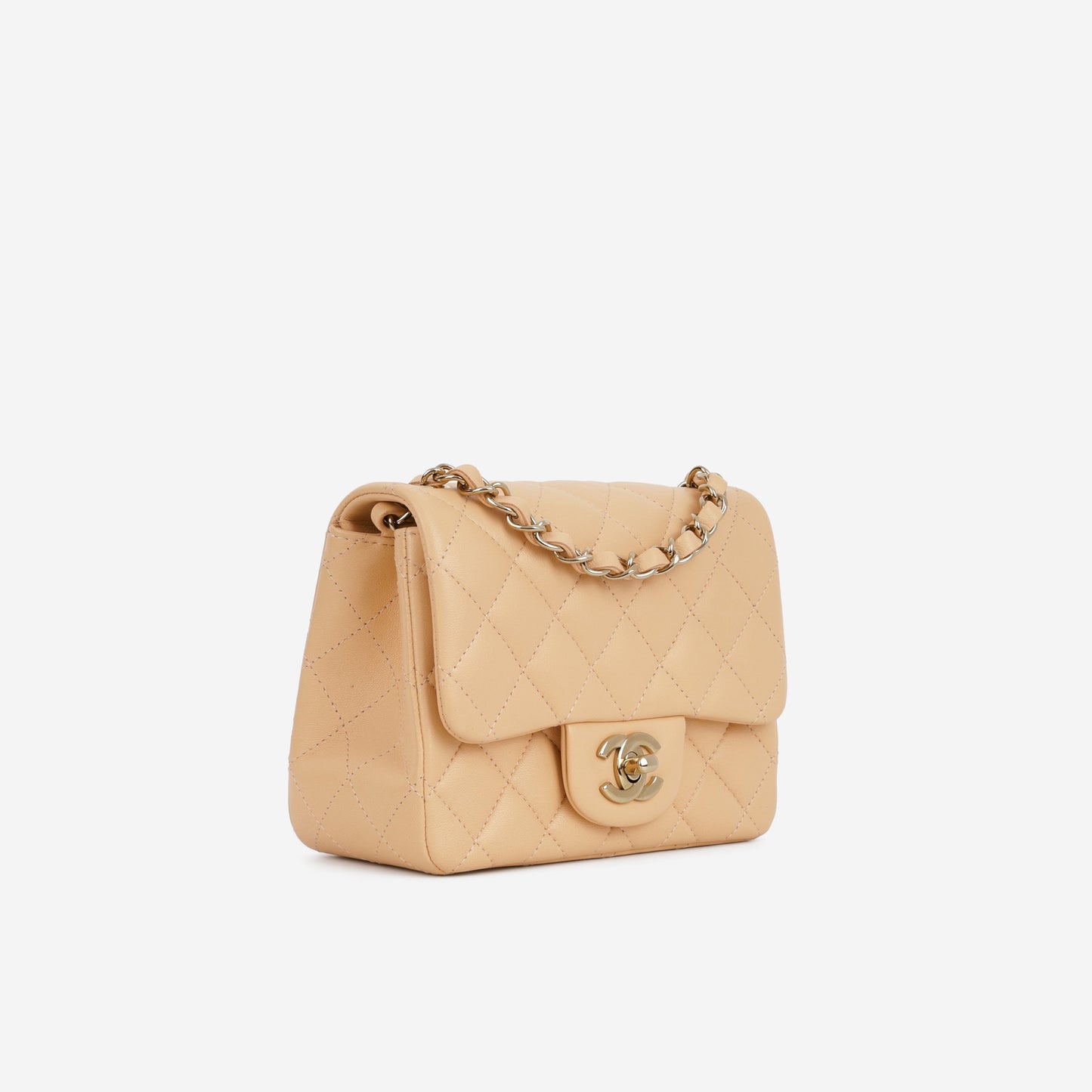 Chanel Mini Flap Square - Peach Lambskin | Champagne Gold Hardware