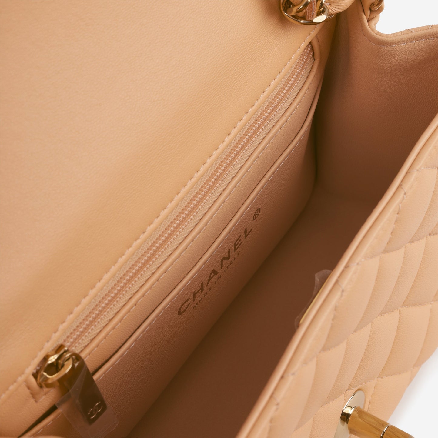 Chanel Mini Flap Square - Peach Lambskin | Champagne Gold Hardware
