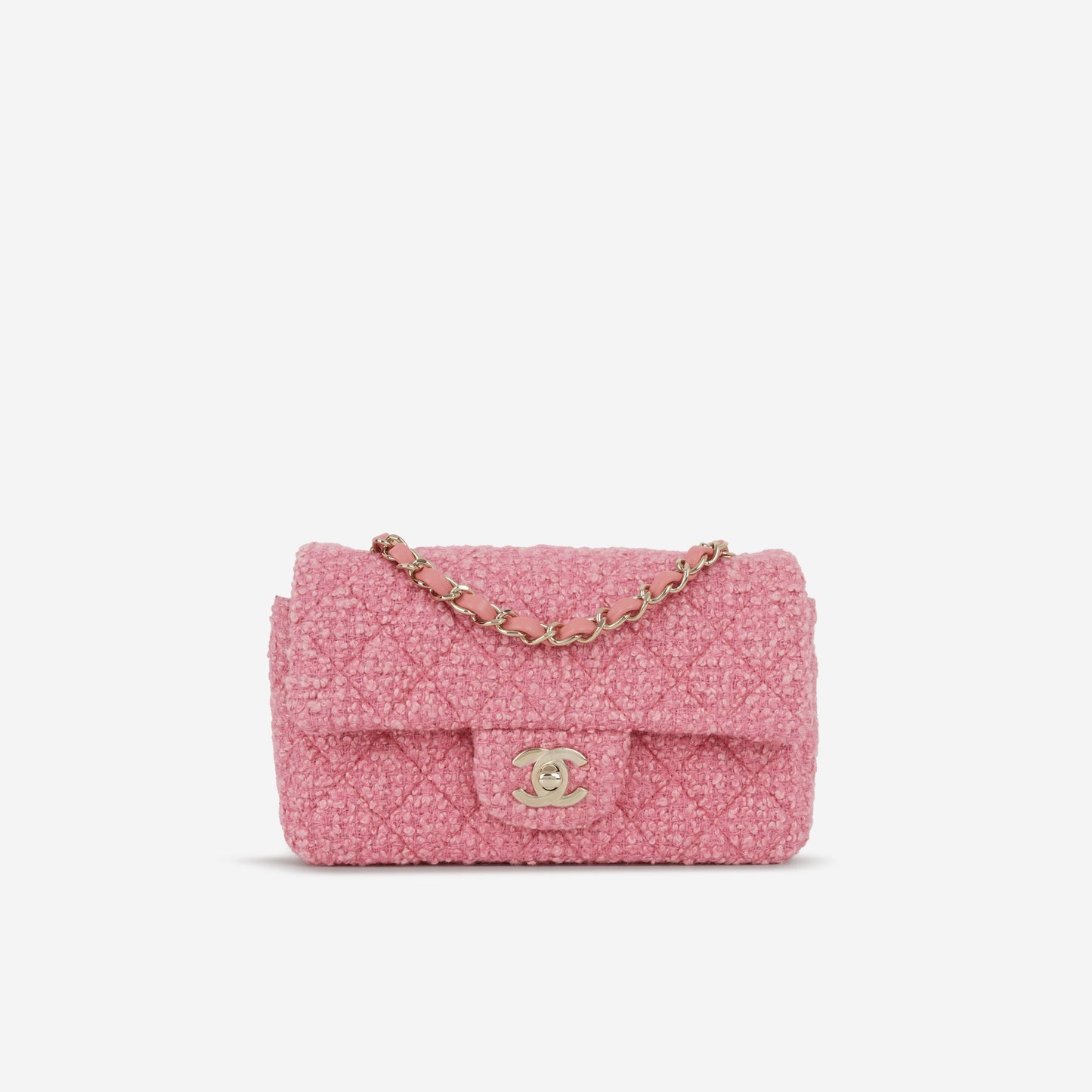 Chanel Mini Rectangular - Pink Tweed | Champagne Gold Hardware