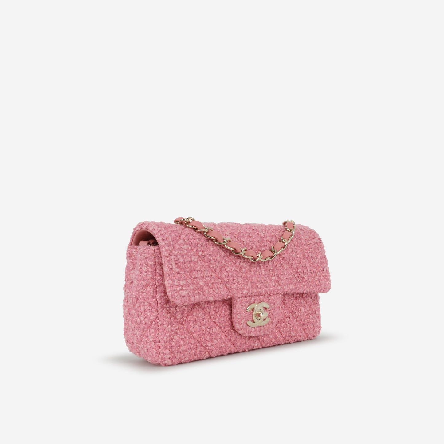Chanel Mini Rectangular - Pink Tweed | Champagne Gold Hardware