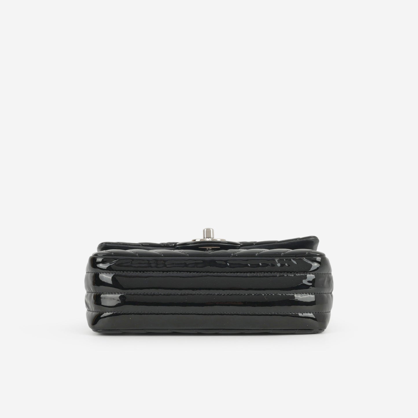 Chanel Mini Flap Rectangular - Black Chevron Patent Calfskin | Silver Hardware