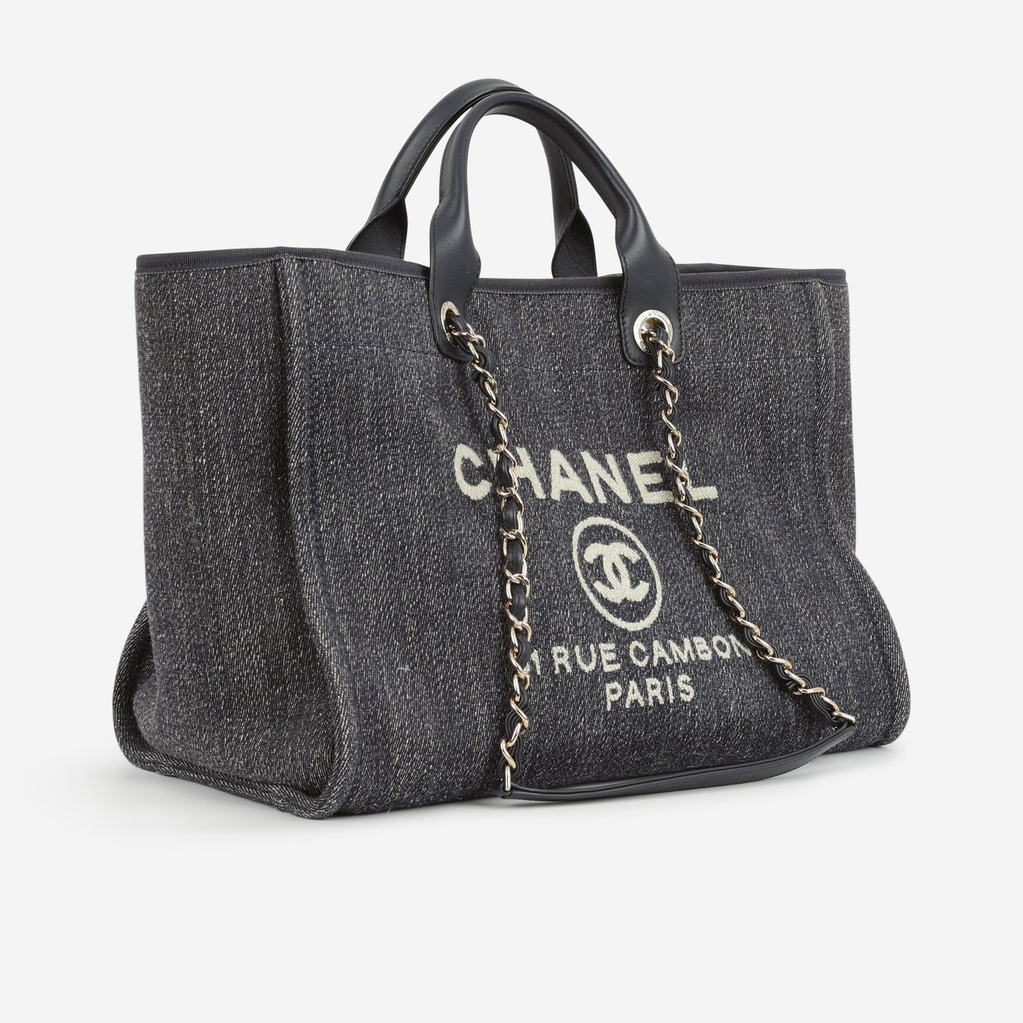 Chanel Large Deauville - Navy Denim | Champagne Gold Hardware