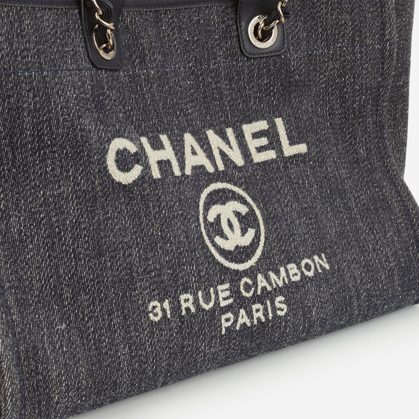 Chanel Large Deauville - Navy Denim | Champagne Gold Hardware