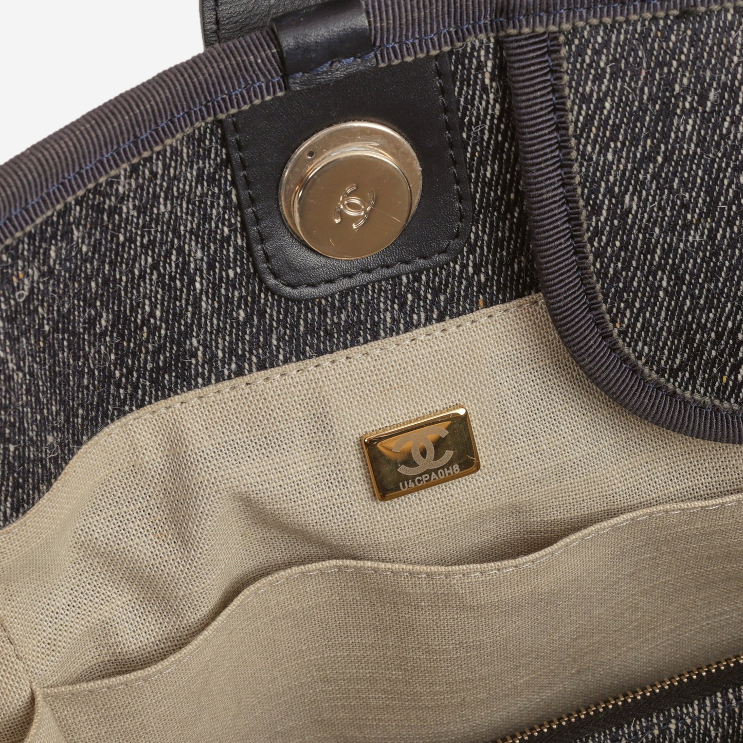 Chanel Large Deauville - Navy Denim | Champagne Gold Hardware