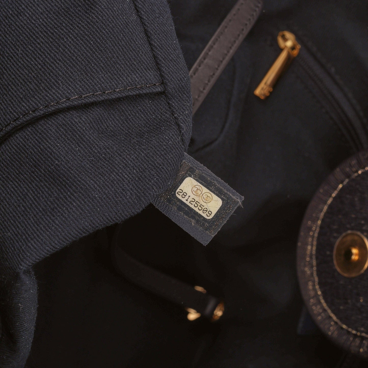 Chanel Chanel Large Deauville - Navy / Gold Glitter Fabric | Gold Hardware