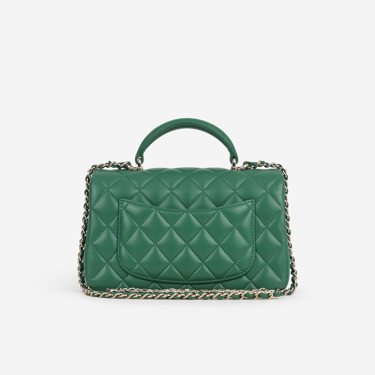 Chanel Mini Top Handle Flap - Green Lambskin | Champagne Gold Hardware