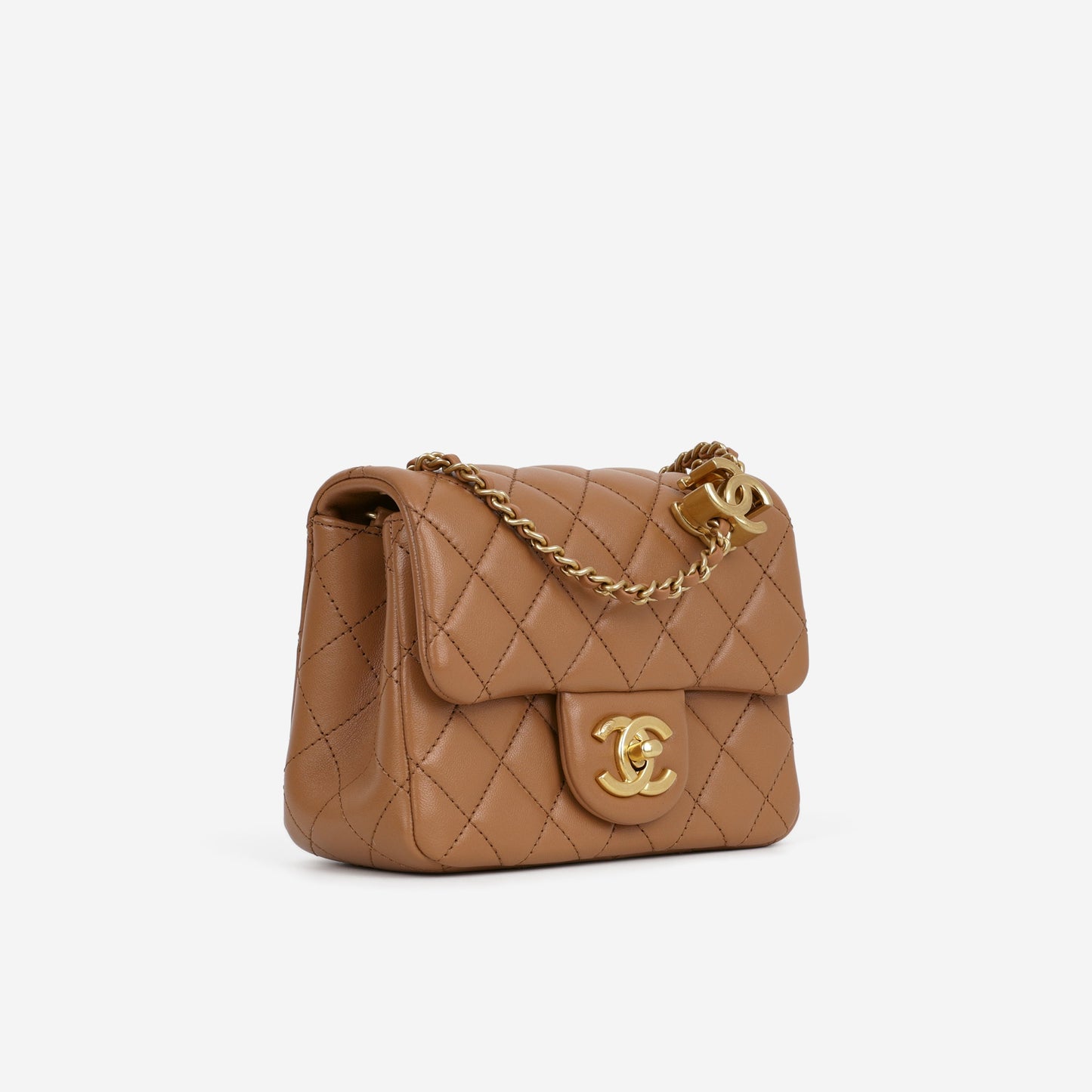 Chanel Mini Flap Square CC Crush - Caramel Lambskin | Gold Hardware