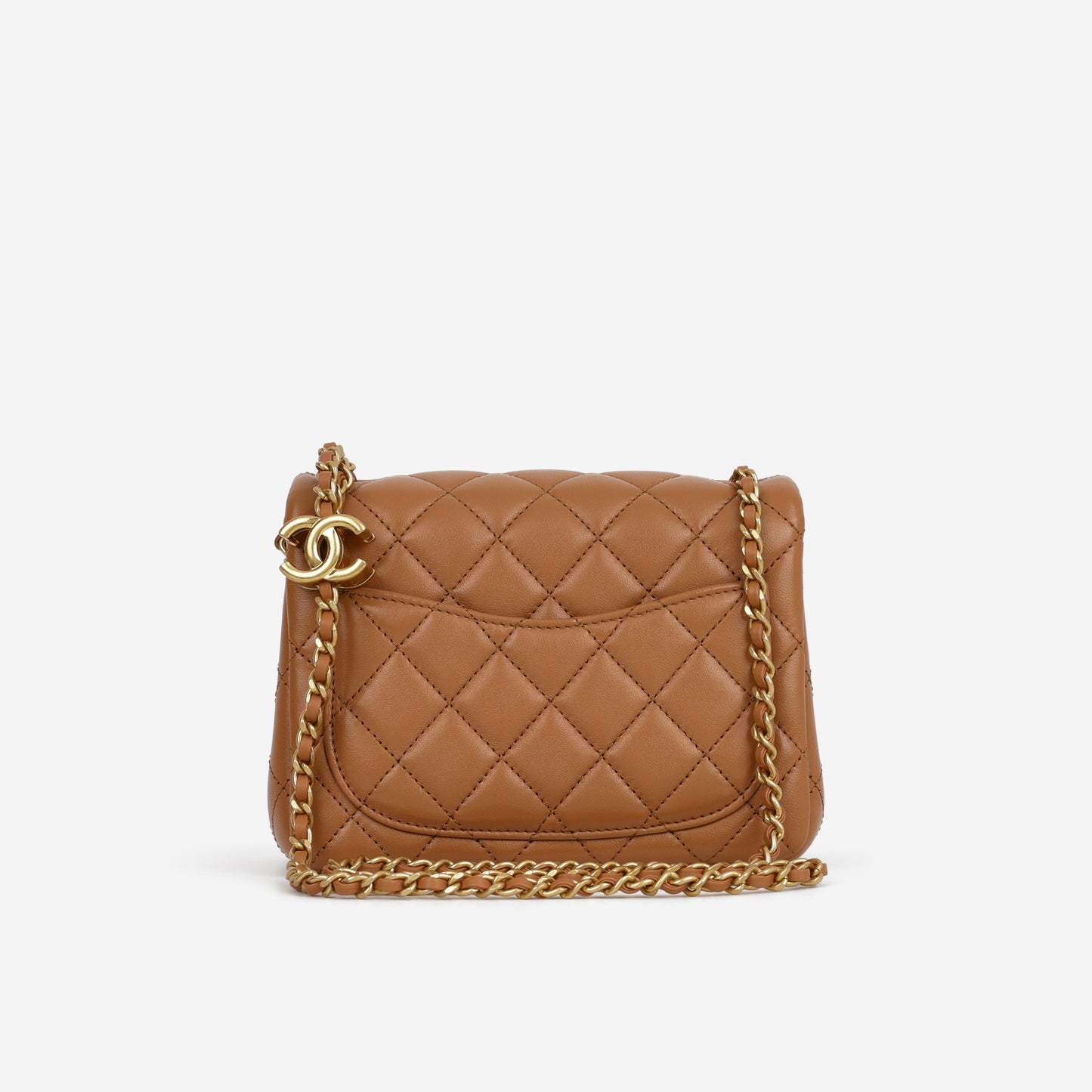 Chanel Mini Flap Square CC Crush - Caramel Lambskin | Gold Hardware