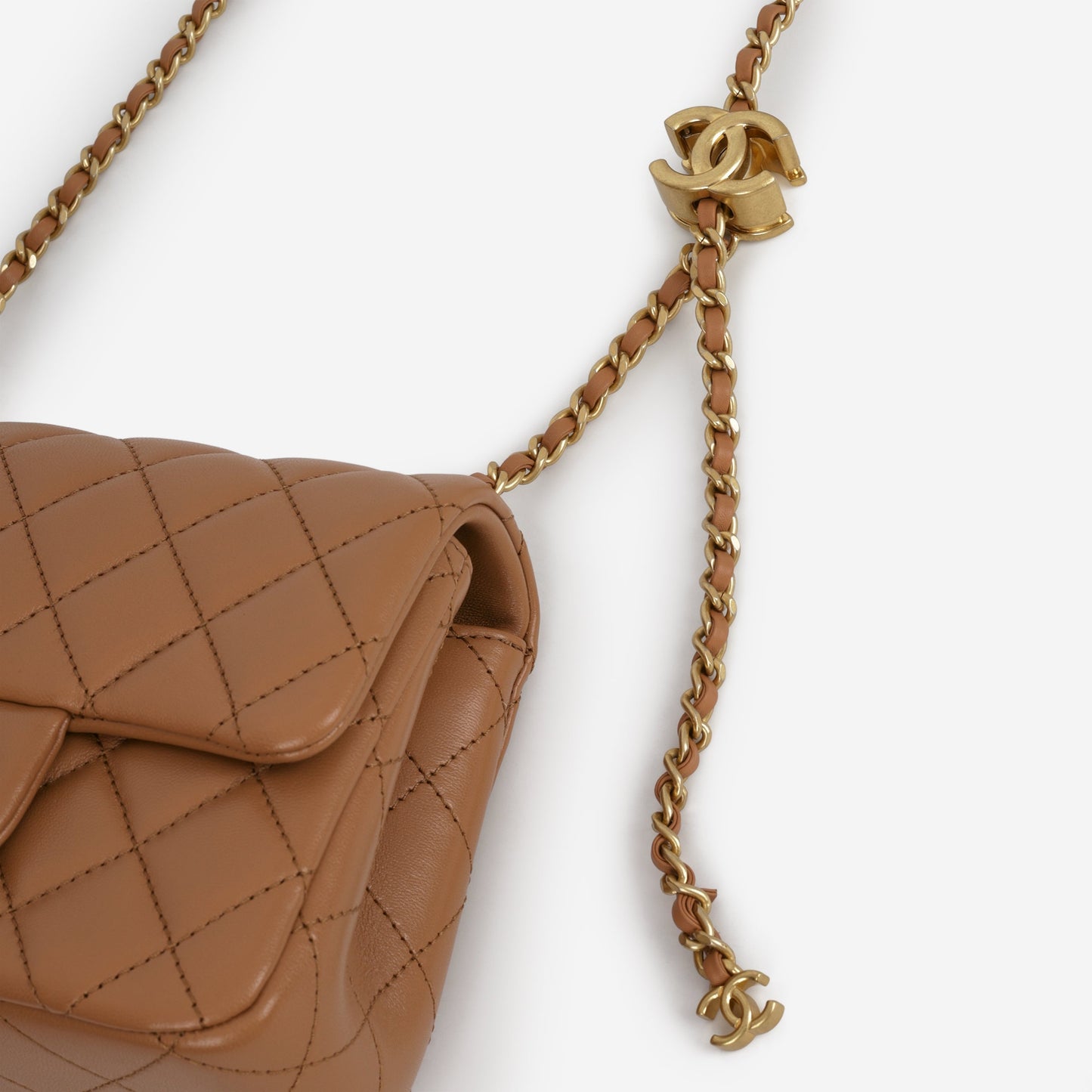 Chanel Mini Flap Square CC Crush - Caramel Lambskin | Gold Hardware