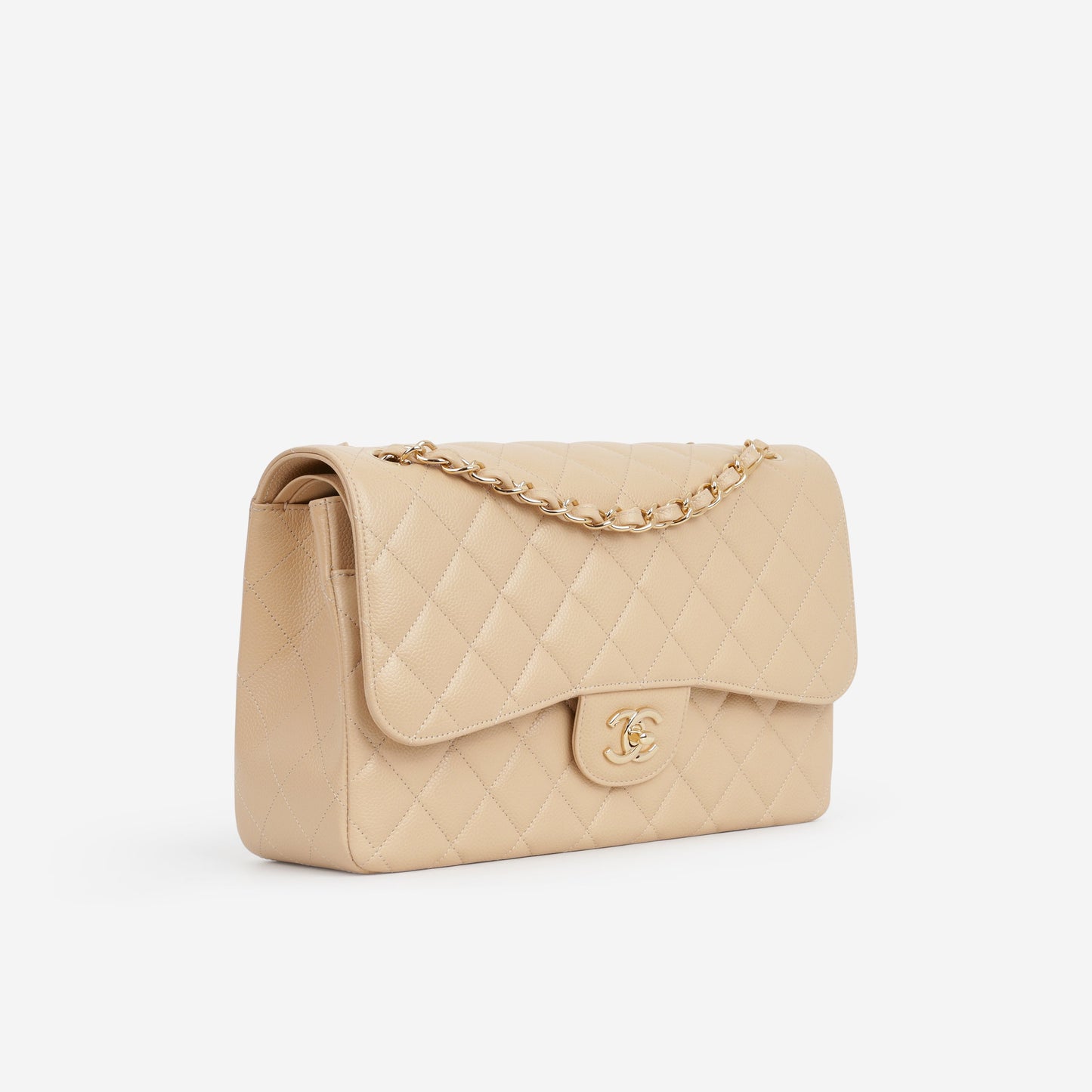 Chanel Classic Jumbo Double Flap - Beige Caviar | Gold Hardware